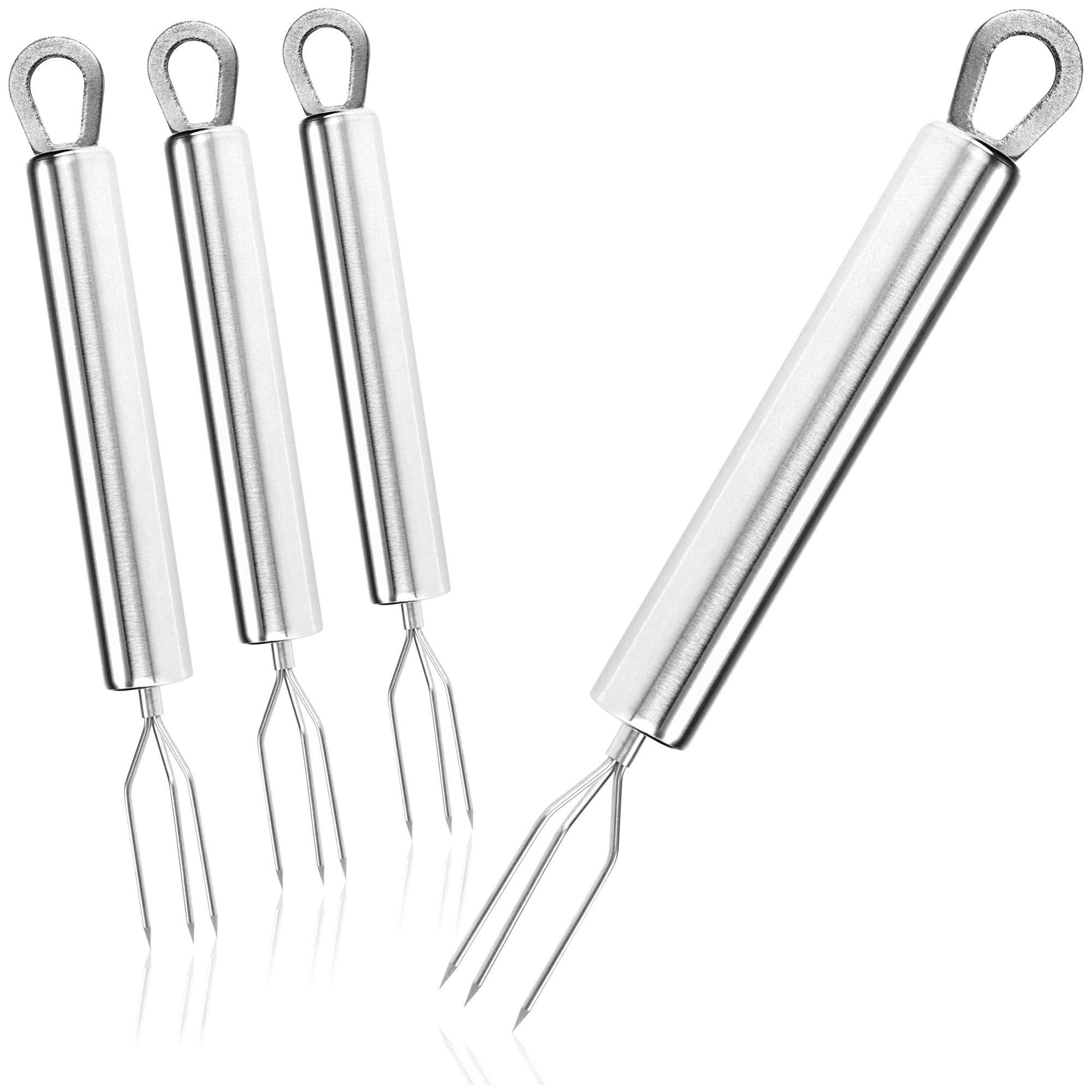com-four Pellkartoffelgabel Pellkartoffel-Gabel mit 3 Zinken, aus rostfreiem Edelstahl 430, wiederverwendbar als Maisspieß