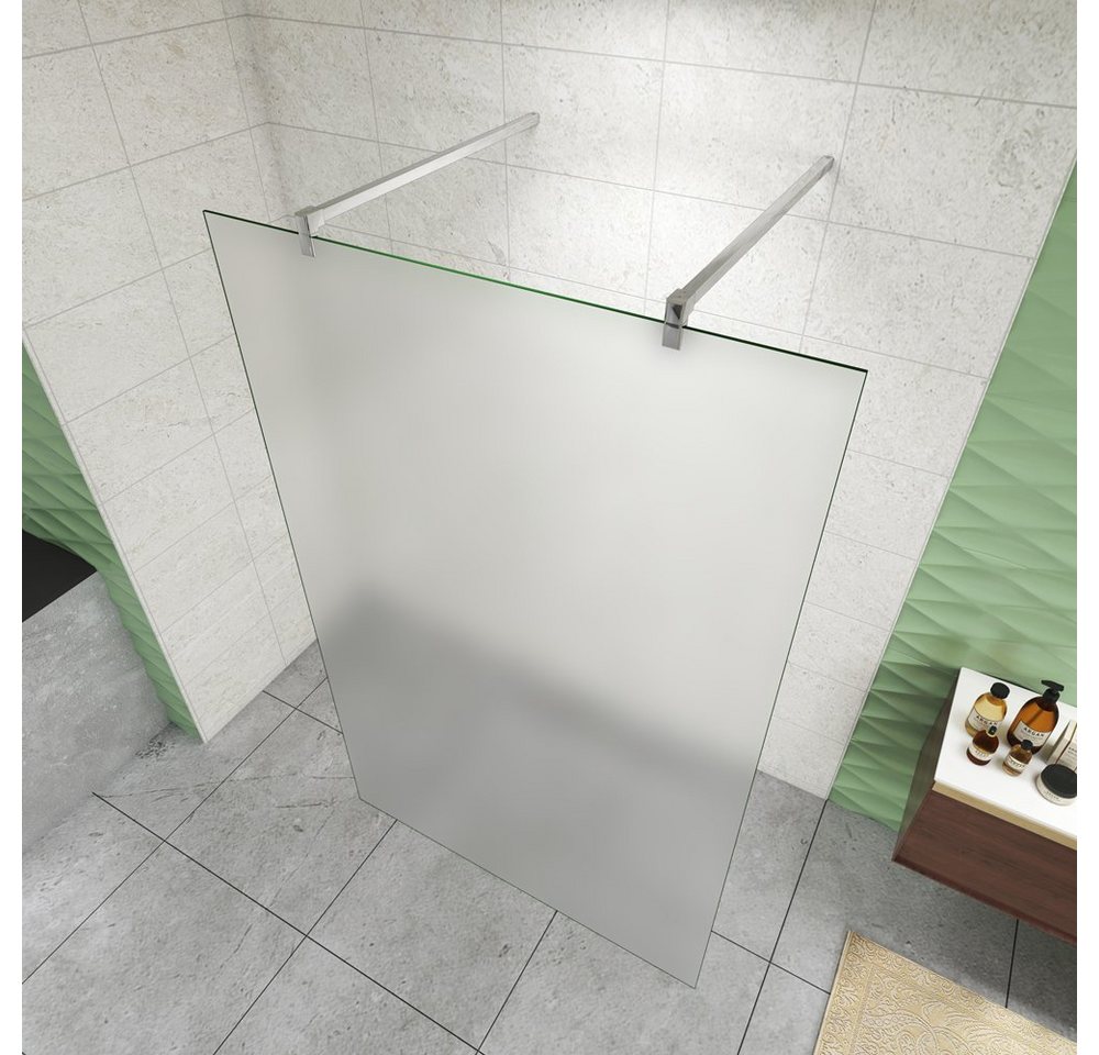 Thumbnail - duschspa Duschwand 10mm Glaswand Duschwand Walk in Dusche Duschtrennwand Milchglas 200cm, Einscheibensicherheitsglas, (S...