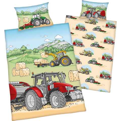 Babybettwäsche Traktor, Baby Best, Flanell, mit tollen Traktor Motiven