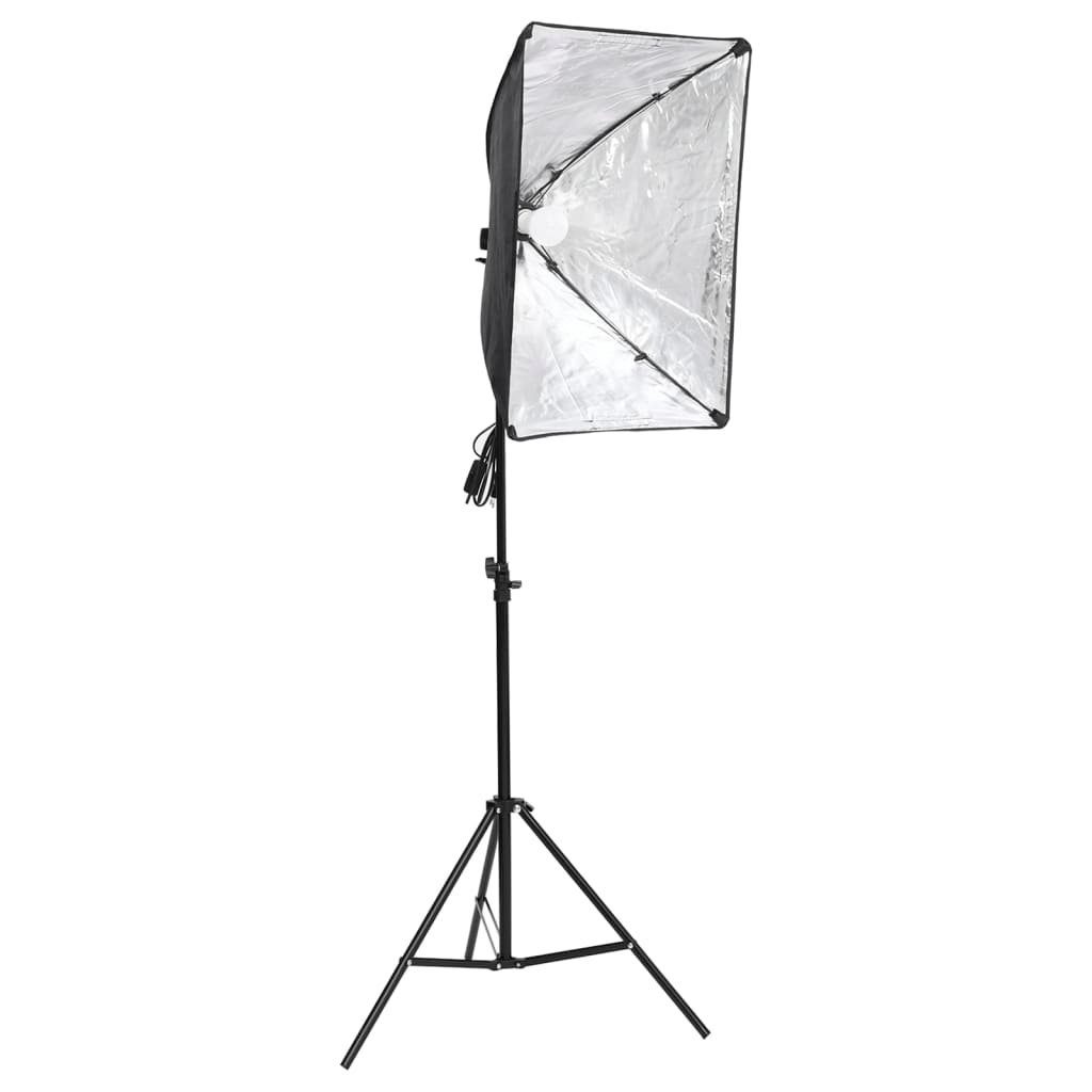 vidaXL Fotohintergrund mit Softboxen Hintergründen Fotostudio-Beleuchtung-Set und