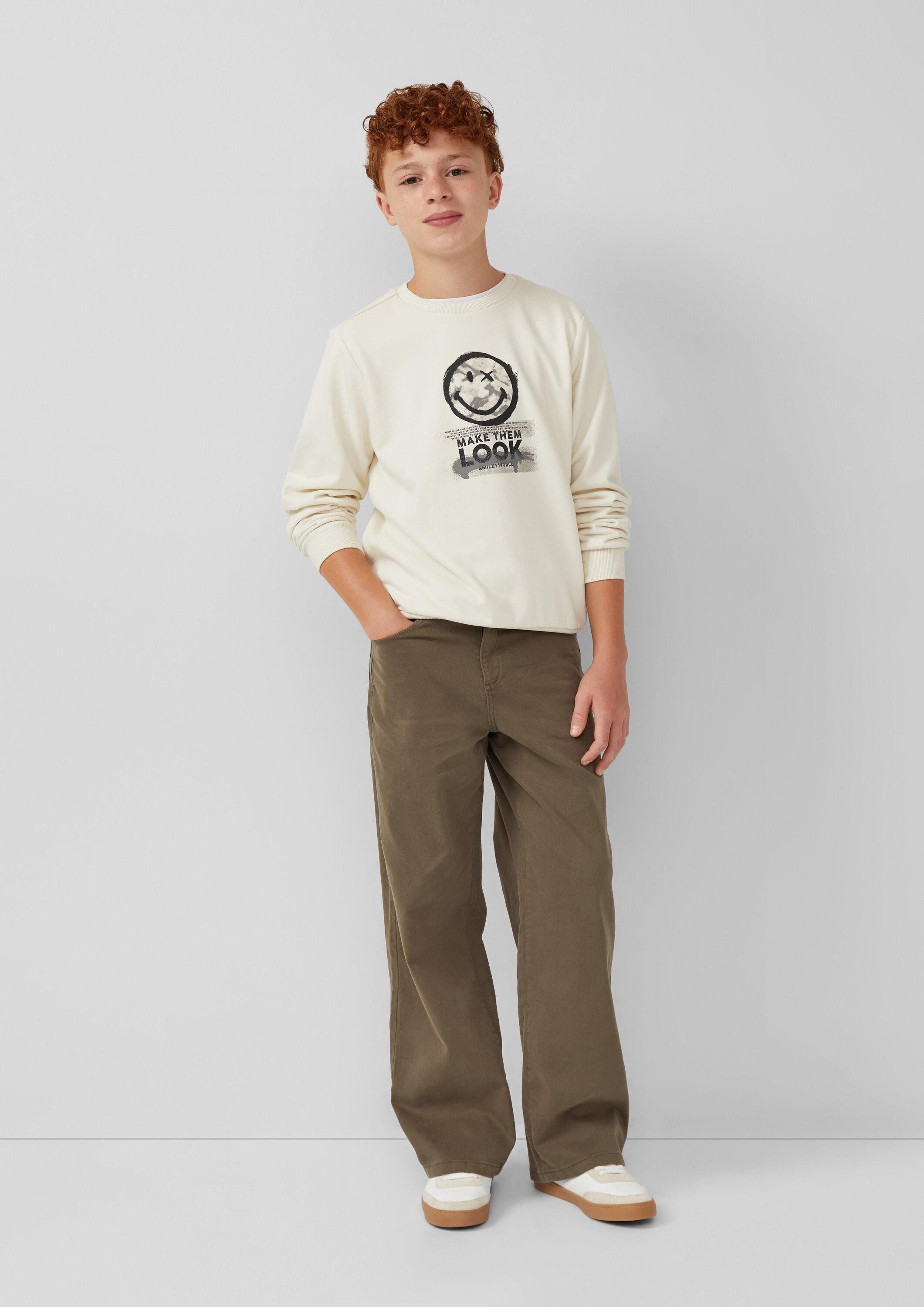 s.Oliver Sweatshirt Sweatshirt Sweatshirt aus Baumwollmix mit Smiley®-Print