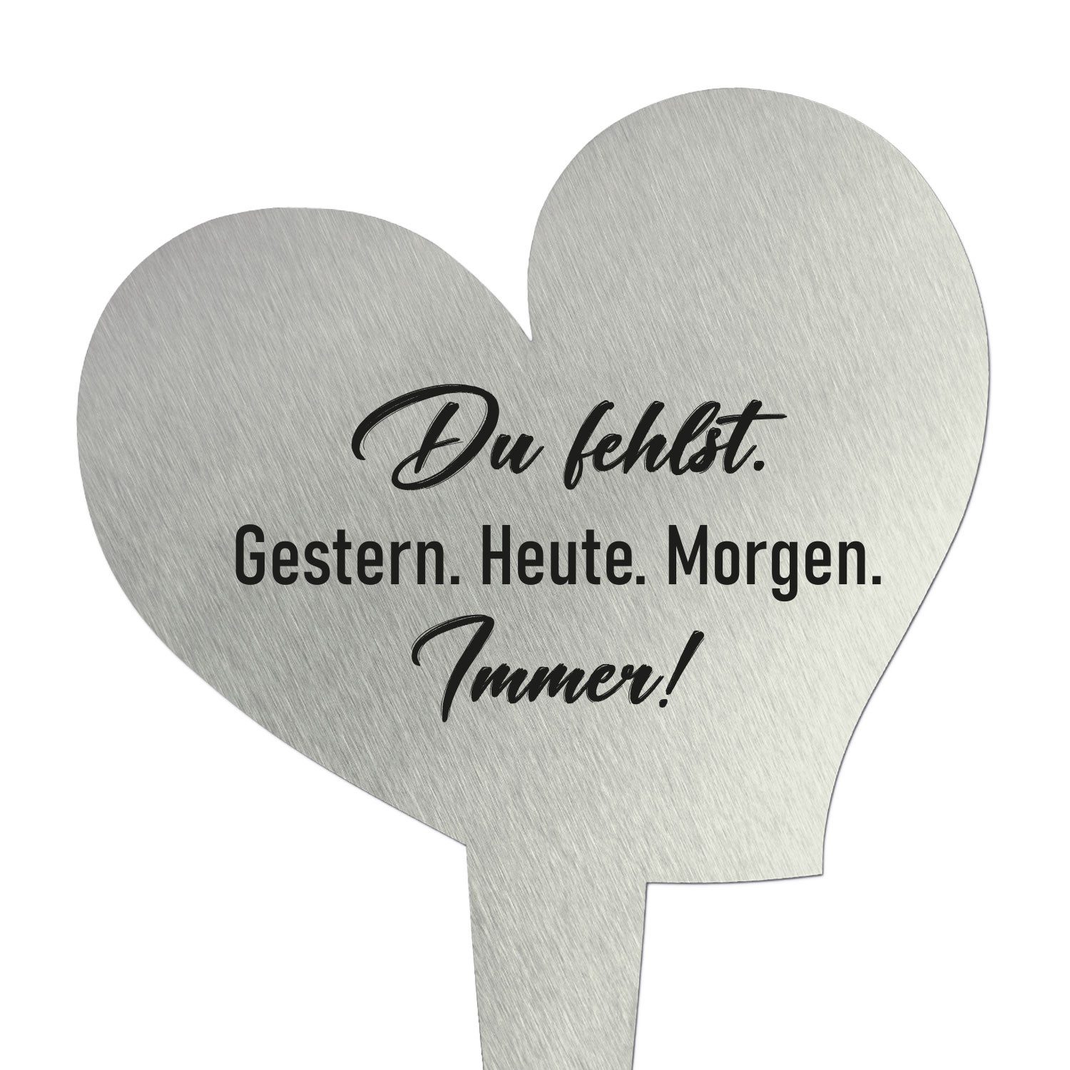 younikat Dekofigur younikat Grabstecker aus Edelstahl I Grabschmuck Herz 17 cm I you0080