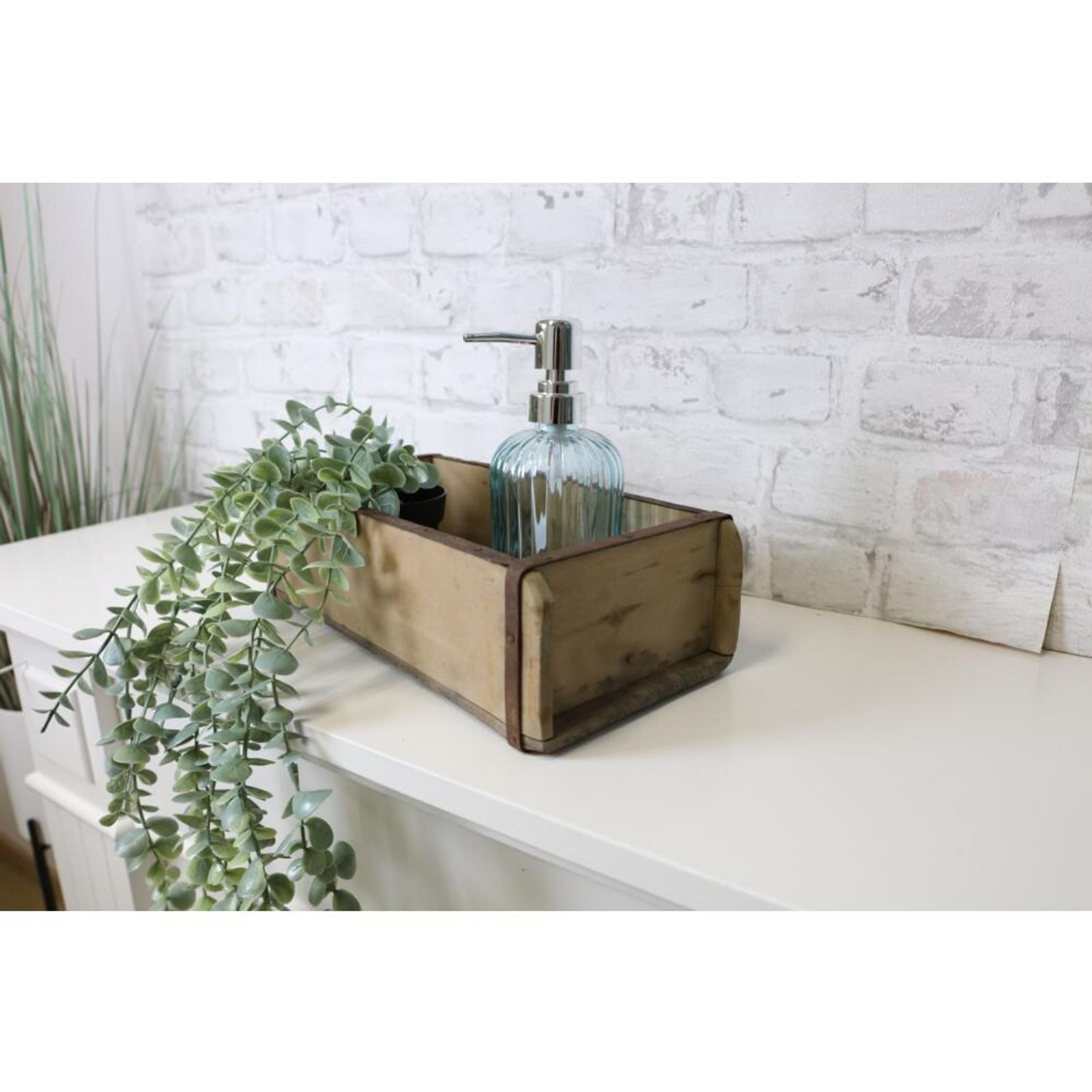 BURI Aufbewahrungsbox 10x Holzkiste Ziegelform Altholz Buche Organizer Aufbewahrungsbox