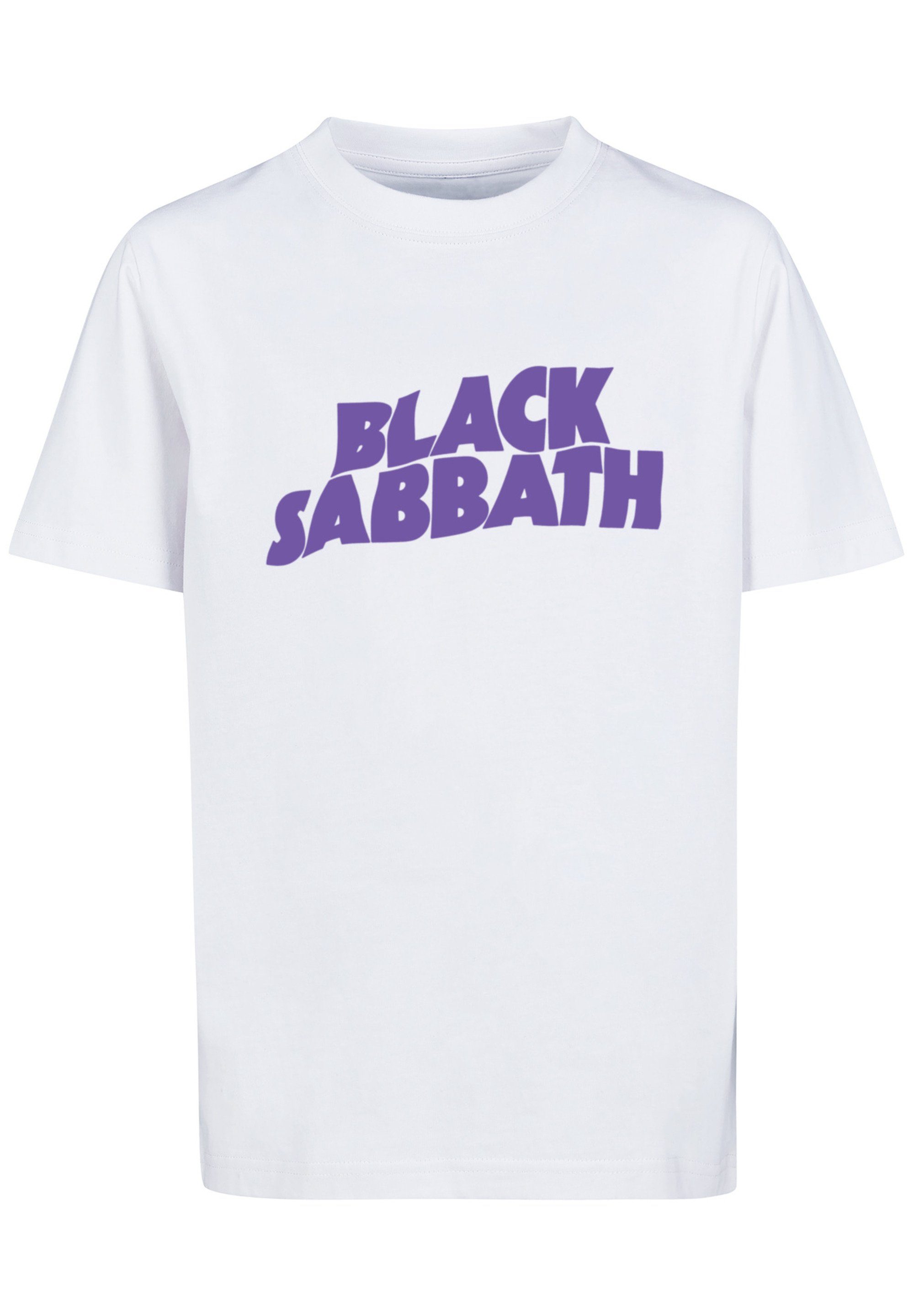 F4NT4STIC weiß Black Metal Black Sabbath Heavy Logo Wavy T-Shirt Band Print
