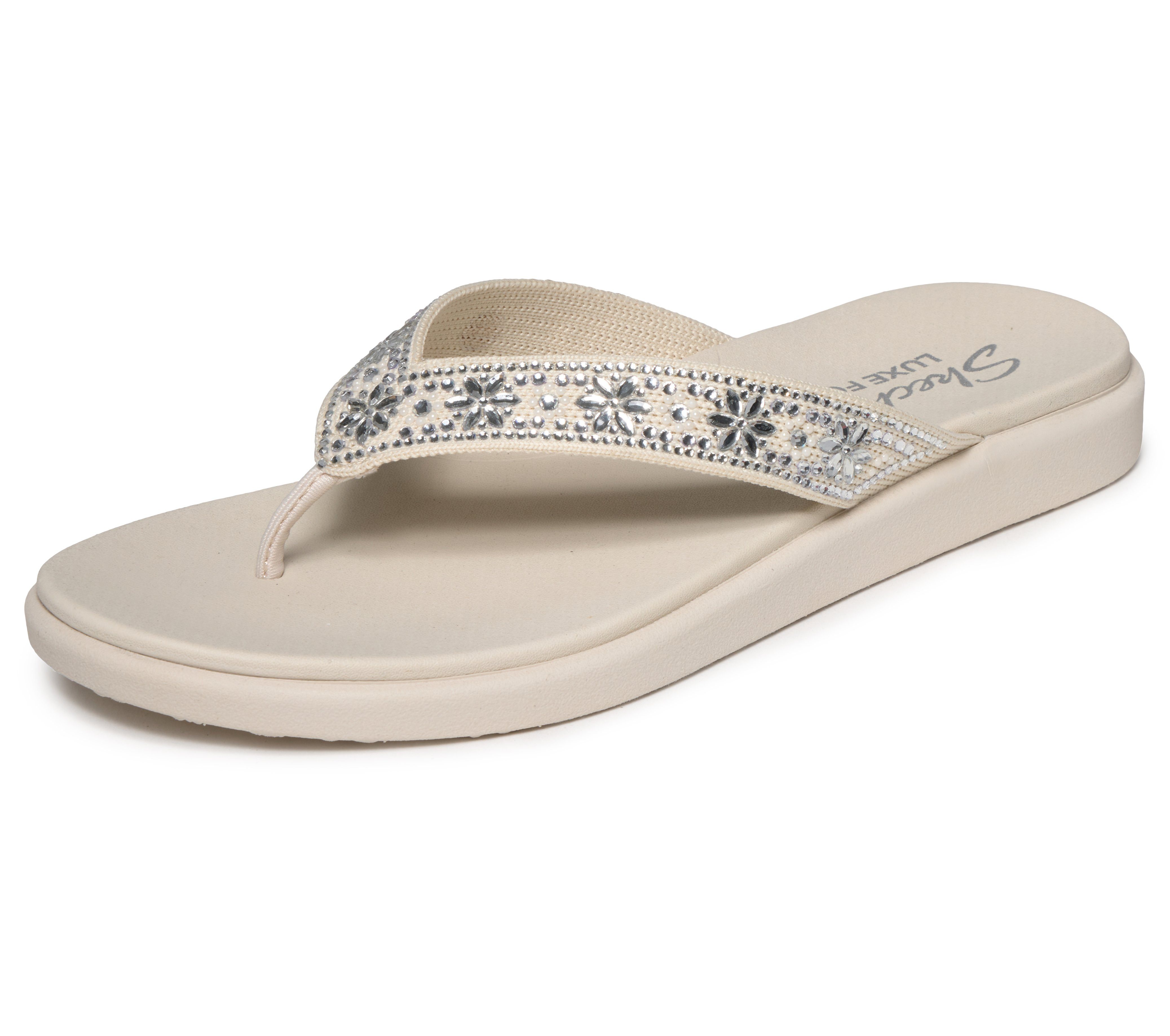 Skechers MEDITATION LUXE Zehentrenner Sommerschuh, Strandschuh, Urlaubsschuh mit Glitzersteine