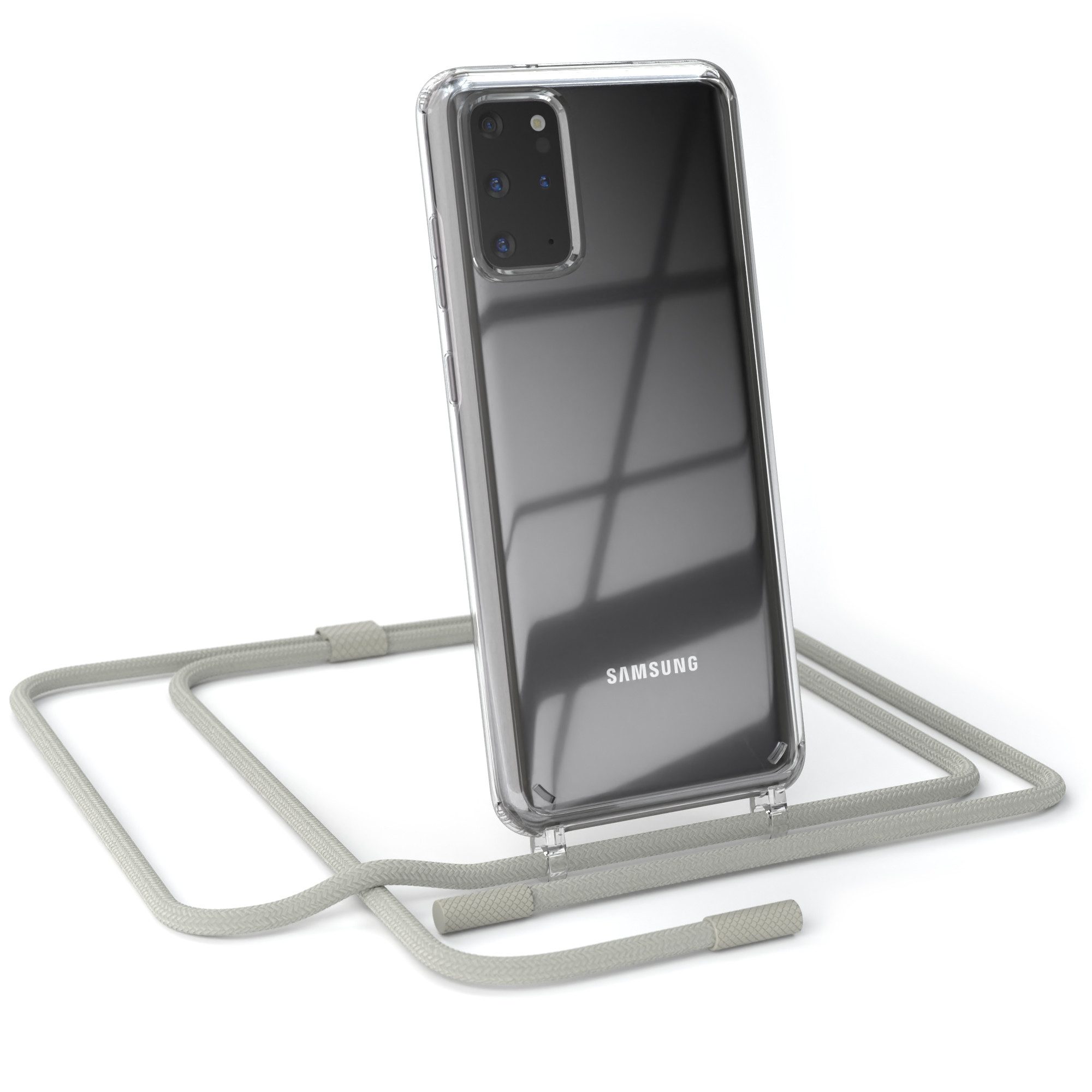 EAZY CASE Handykette Silikon Kette für Samsung Galaxy S20 Plus /S20+ 5G 6,7 Zoll, Schutzhülle zum Umhängen Hülle mit Umhängeband Kettenhülle Grau Taupe