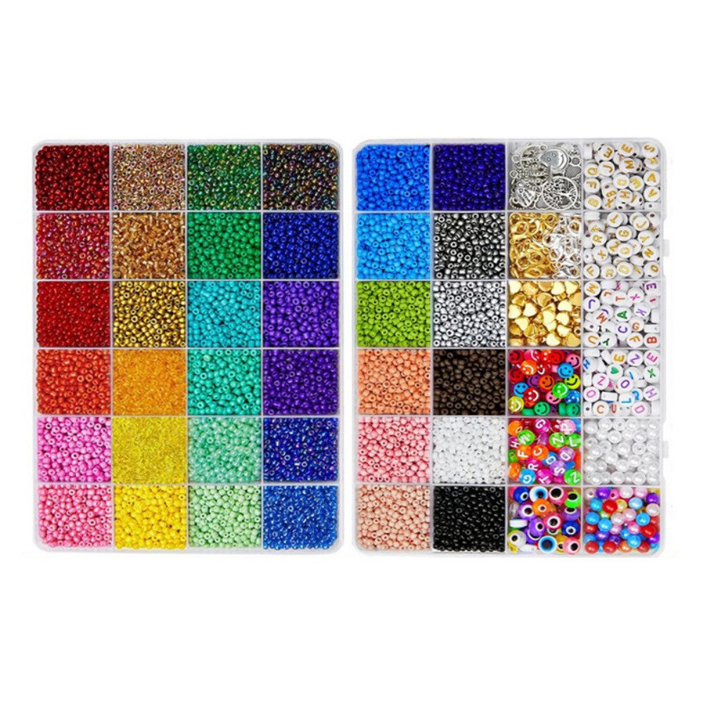 FANNOU Bastelperlen 18000 Stück 3mm Perlen für Armbänder, 36 Bunte Rocailles Set, (18000-tlg), Mit Buchstaben für Schmuckherstellung DIY Halsketten Handwerk