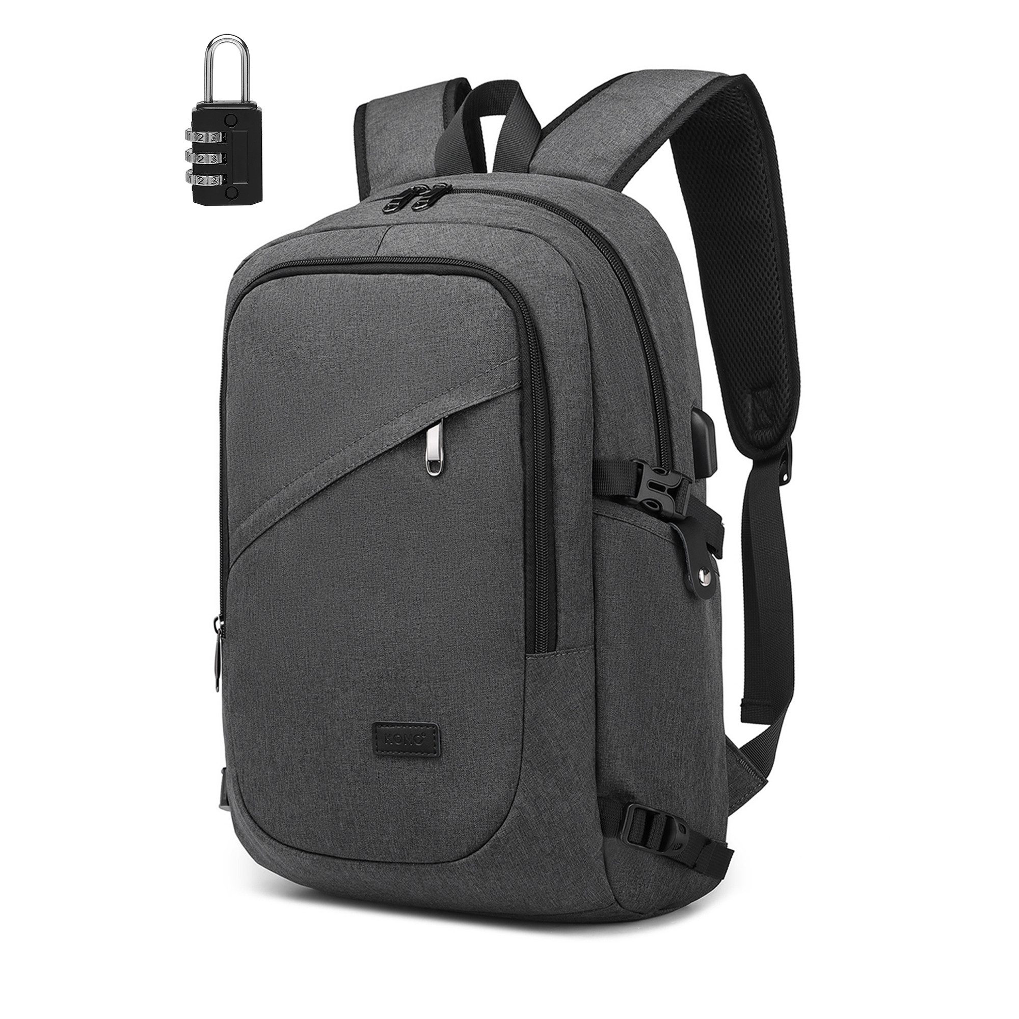 KONO Laptoprucksack, XL Laptop-Rucksack (50x30x14cm) + kleines Zahlenschloss