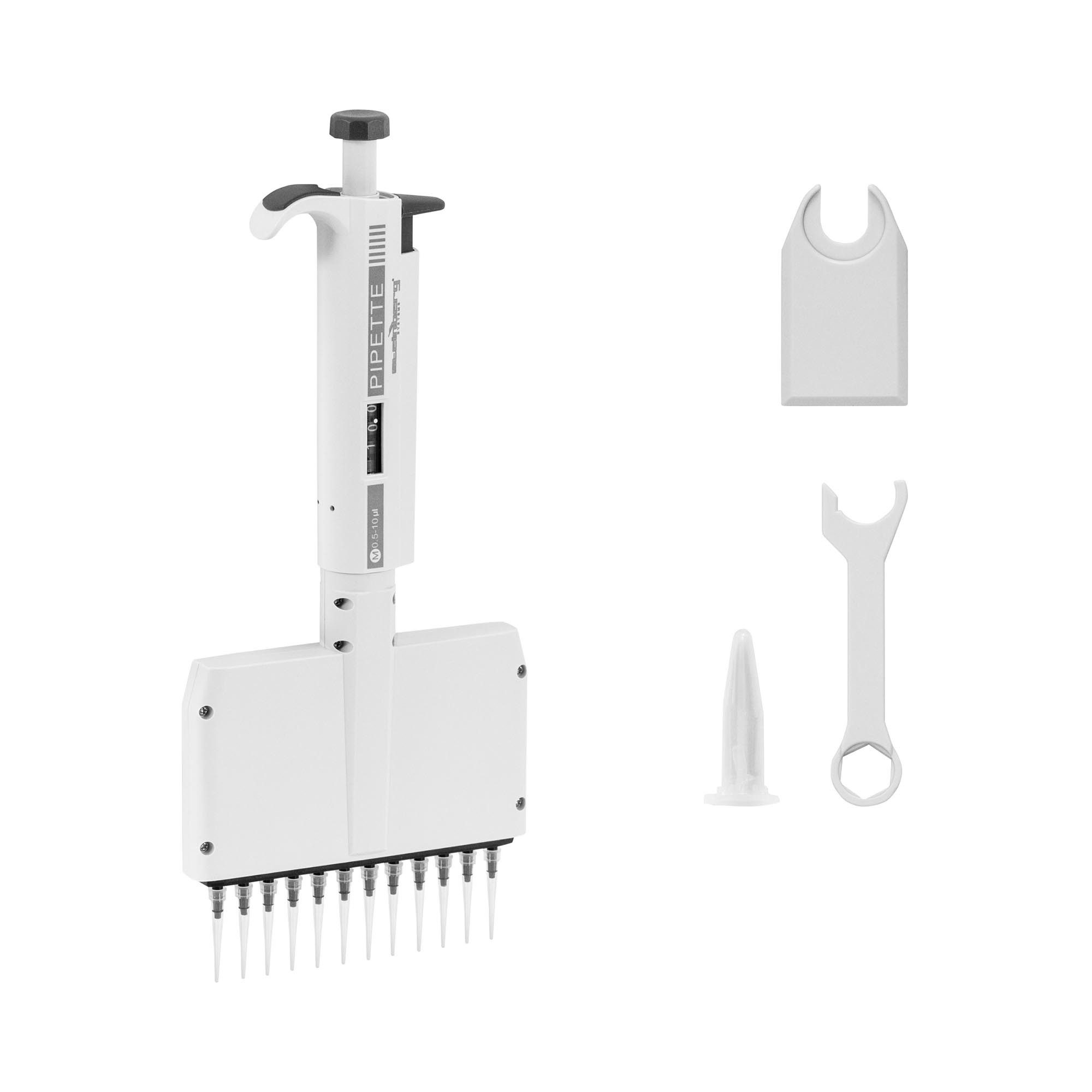 Steinberg Systems Tropfer Mehrkanalpipette 10-Kanalpipette für 10 Spitzen 0,0005 - 0,01 ml (0,5
