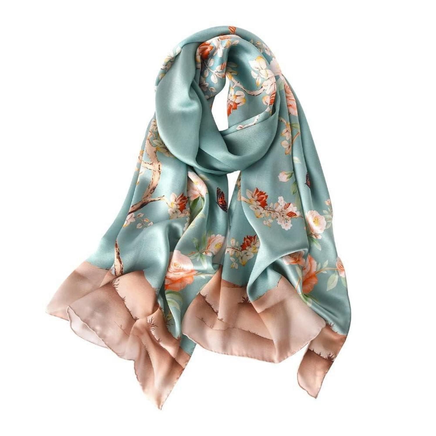 LuxusKollektion Seidenschal Seidenschal Damen Blumen Schmetterling, (1-St)