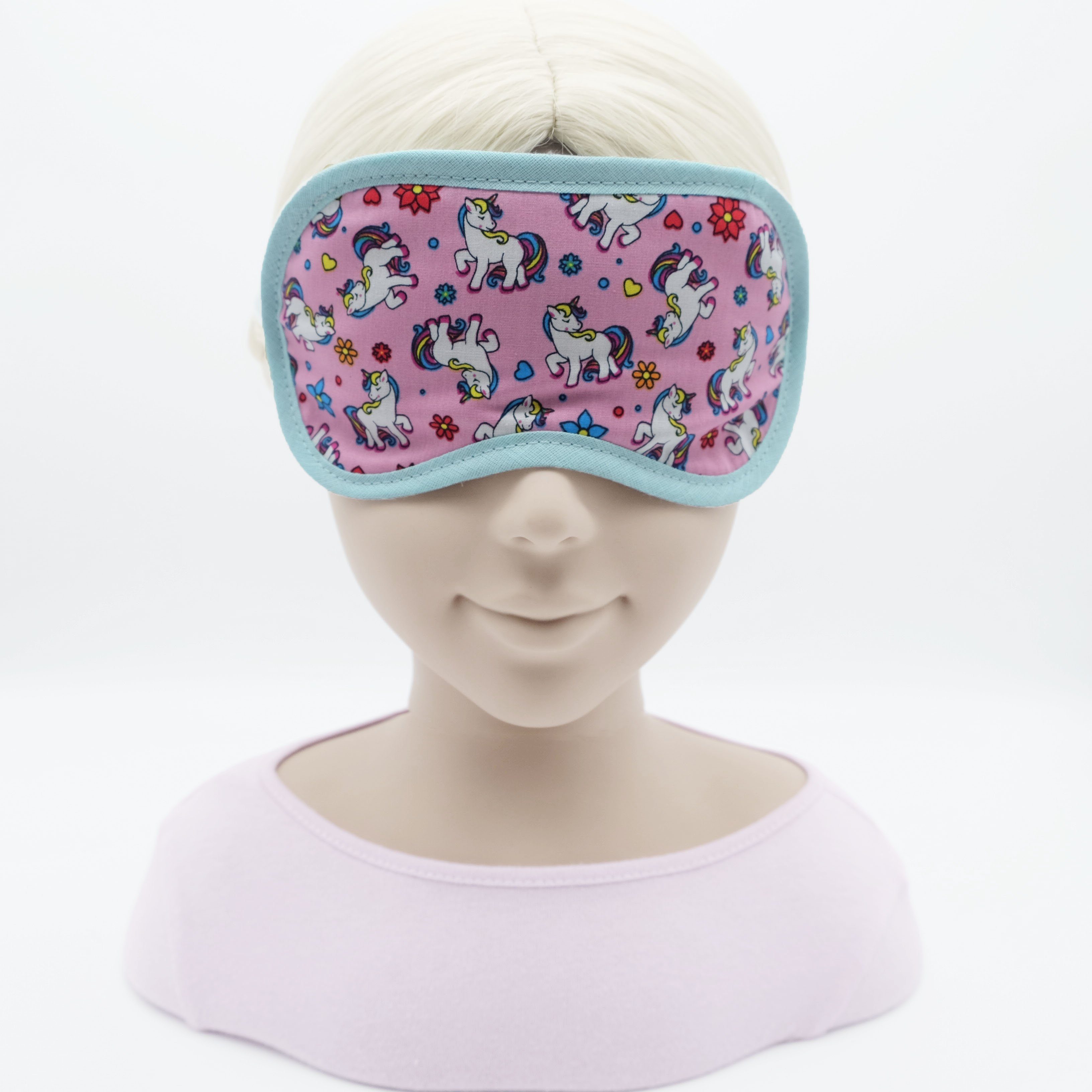 BEAZZ Schlafmaske Schlafmaske Kinder, Augenmaske, Schlafbrille Kinder - Einhorn, Bequem - Perfekte Abdunklung, 1-tlg., HANDMADE IN GERMANY