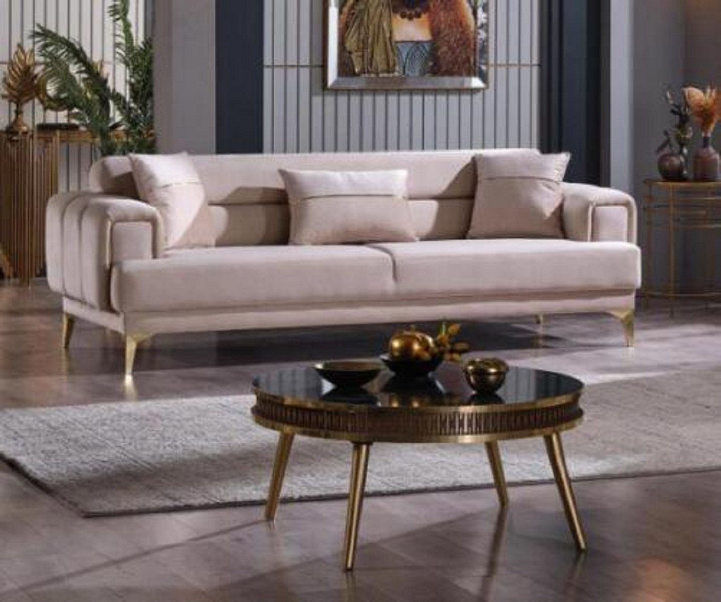 JVmoebel 3-Sitzer Samt Luxussofa 3-Sitzer Couch Designer Sitz Couch, 1 Teile, Made in Europa