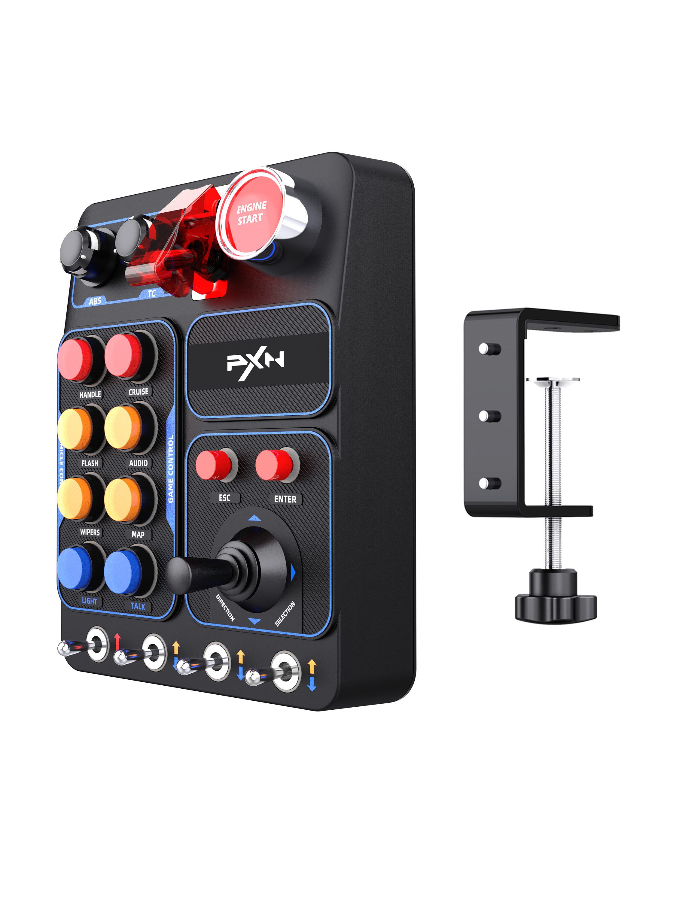 PXN CB1 Sim-Racing-Bedienpanel mit 30 Tasten und RGB-Beleuchtung Gaming-Controller (1 St., Für Renn-, Lkw-, Flug- und Landwirtschaftssimulationen am PC)