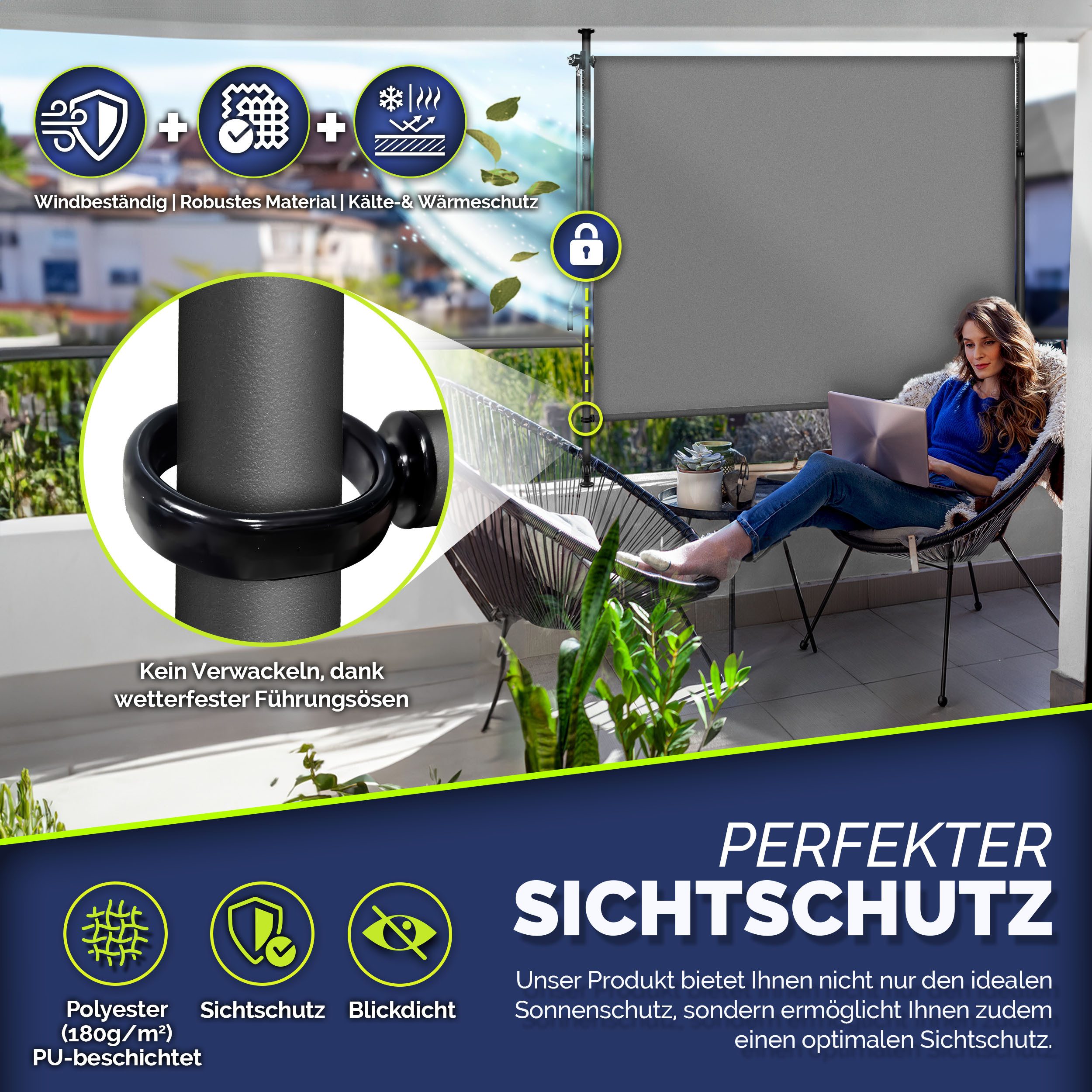 tillvex Klemmmarkise tillvex© Klemmmarkise Senkrechtmarkise Außen günstig online kaufen