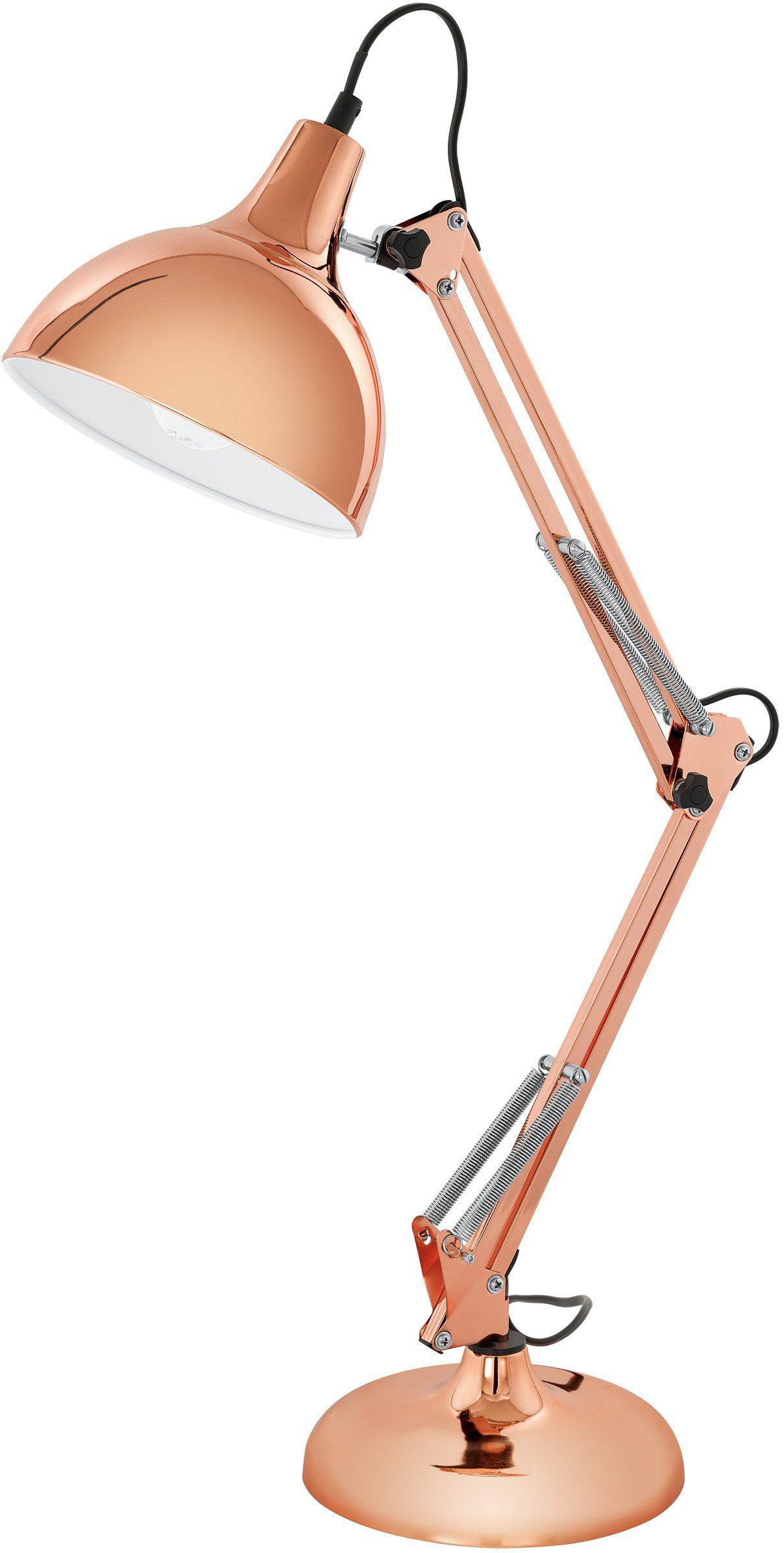 EGLO Tischleuchte BORGILLIO, Ein-/Ausschalter, ohne Leuchtmittel, Vintage Schreibtischlampe aus Stahl, E27, inkl. Schalter