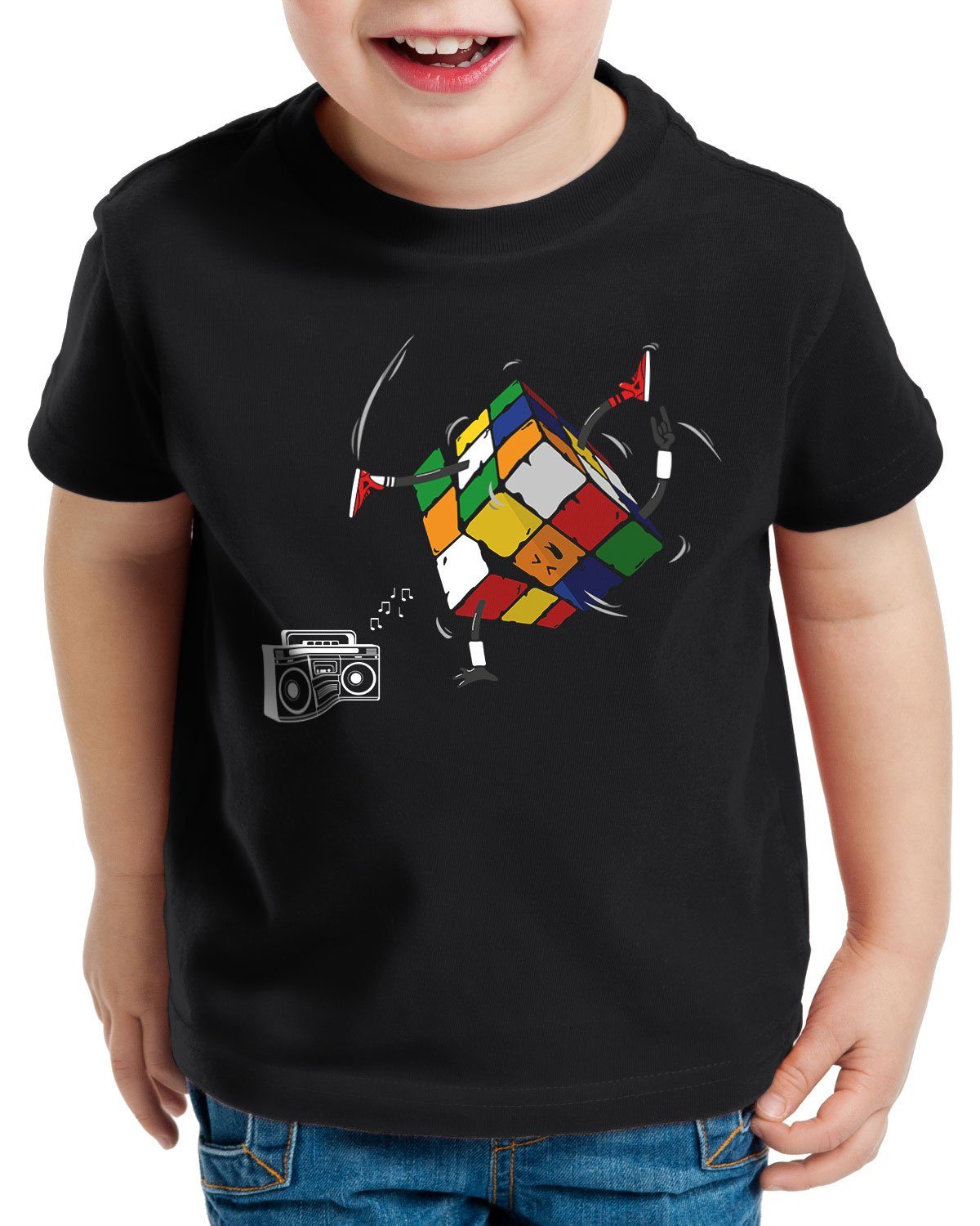 style3 Print-Shirt Kinder T-Shirt Cube Breakdance zauberwürfel sheldon schwarz