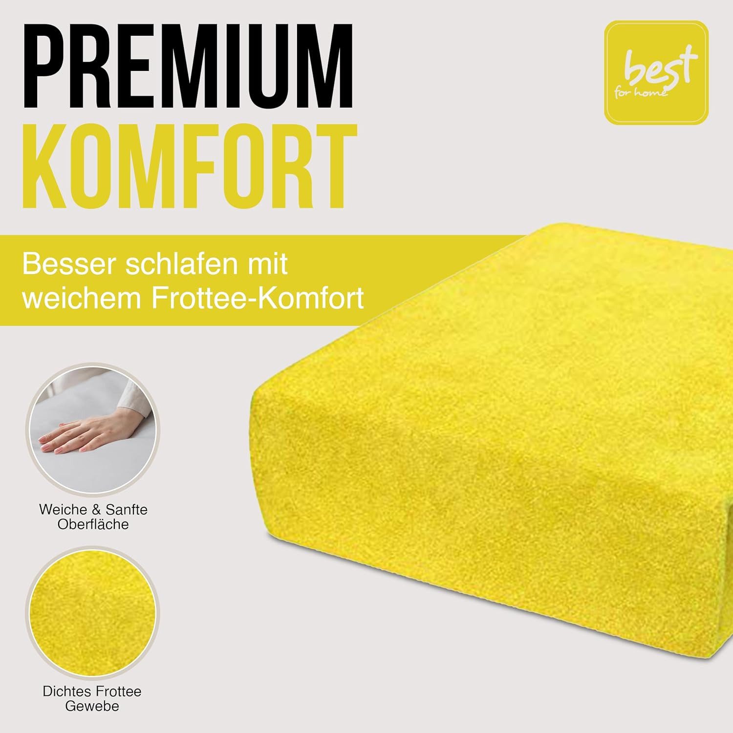 Best for You Spannbettlaken Terry Spannbettlaken–Flauschiger Handtuchstoff für Komfort & Passform, Frotte, Gummizug: Rundum