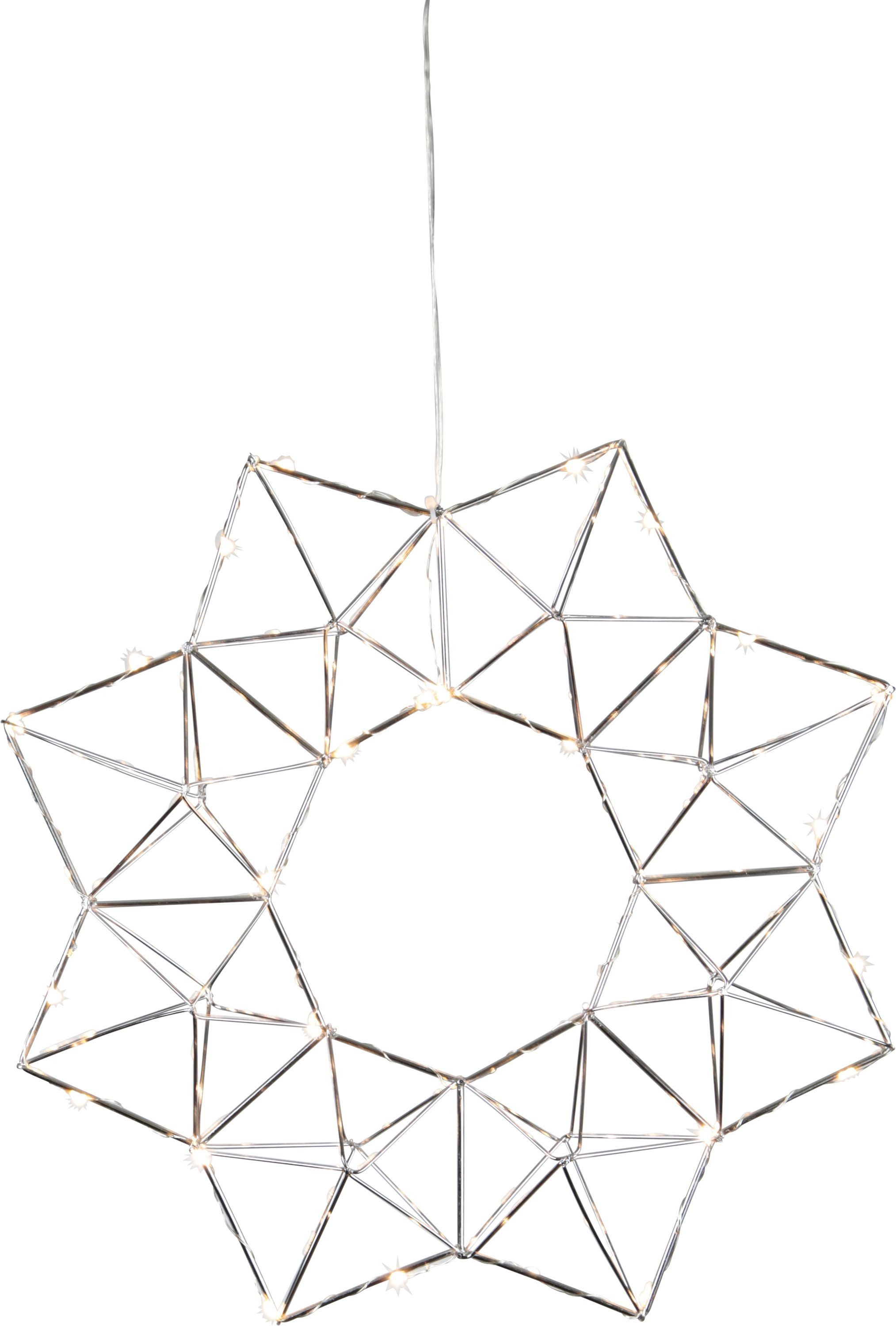 LED Dekolicht LED-Drahtstern "Edge", Ø40 cm, 30 LEDs, Metall, Chrom