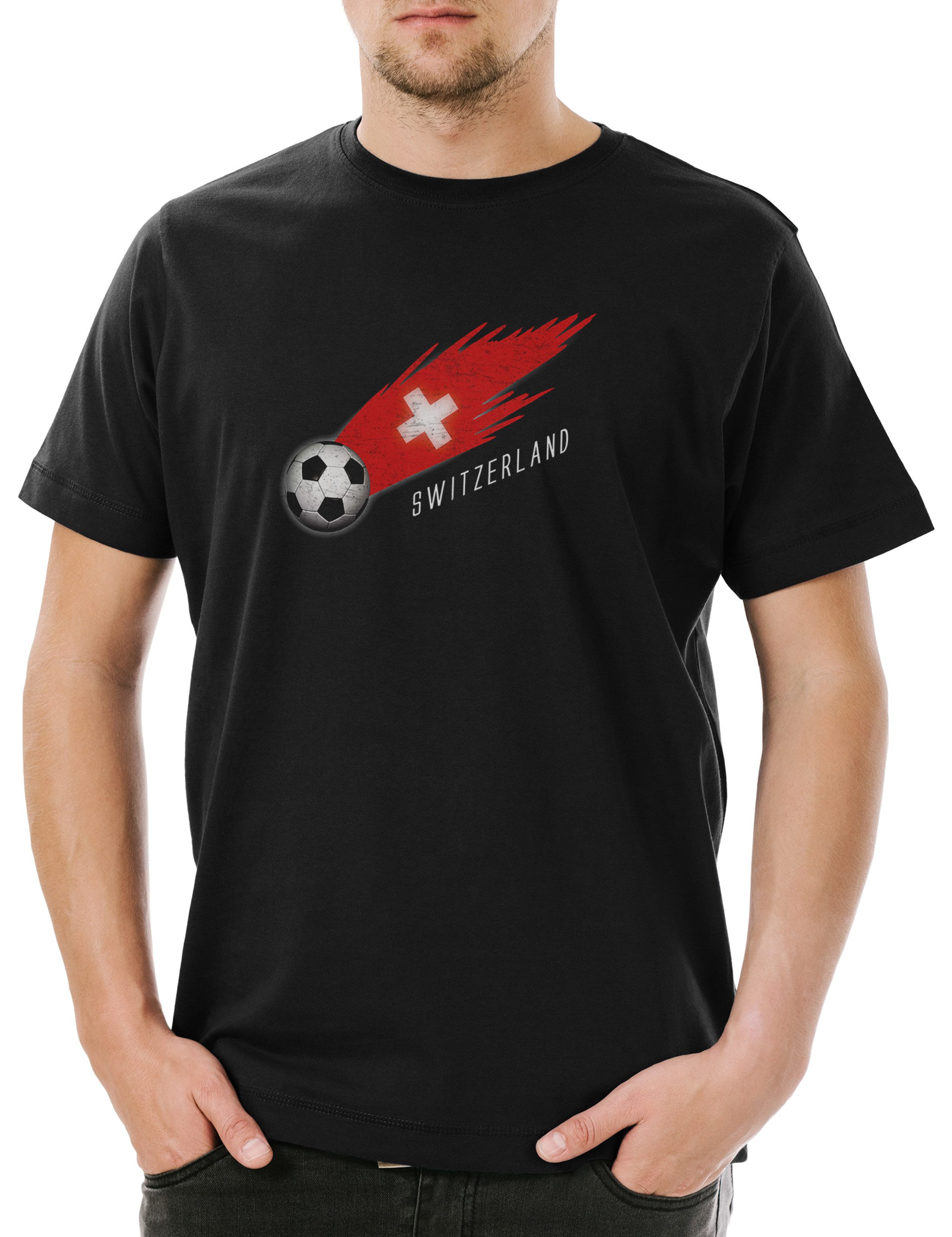 Print-Shirt Switzerland Football Comet I Herren T-Shirt Schweiz Schweizer Swiss