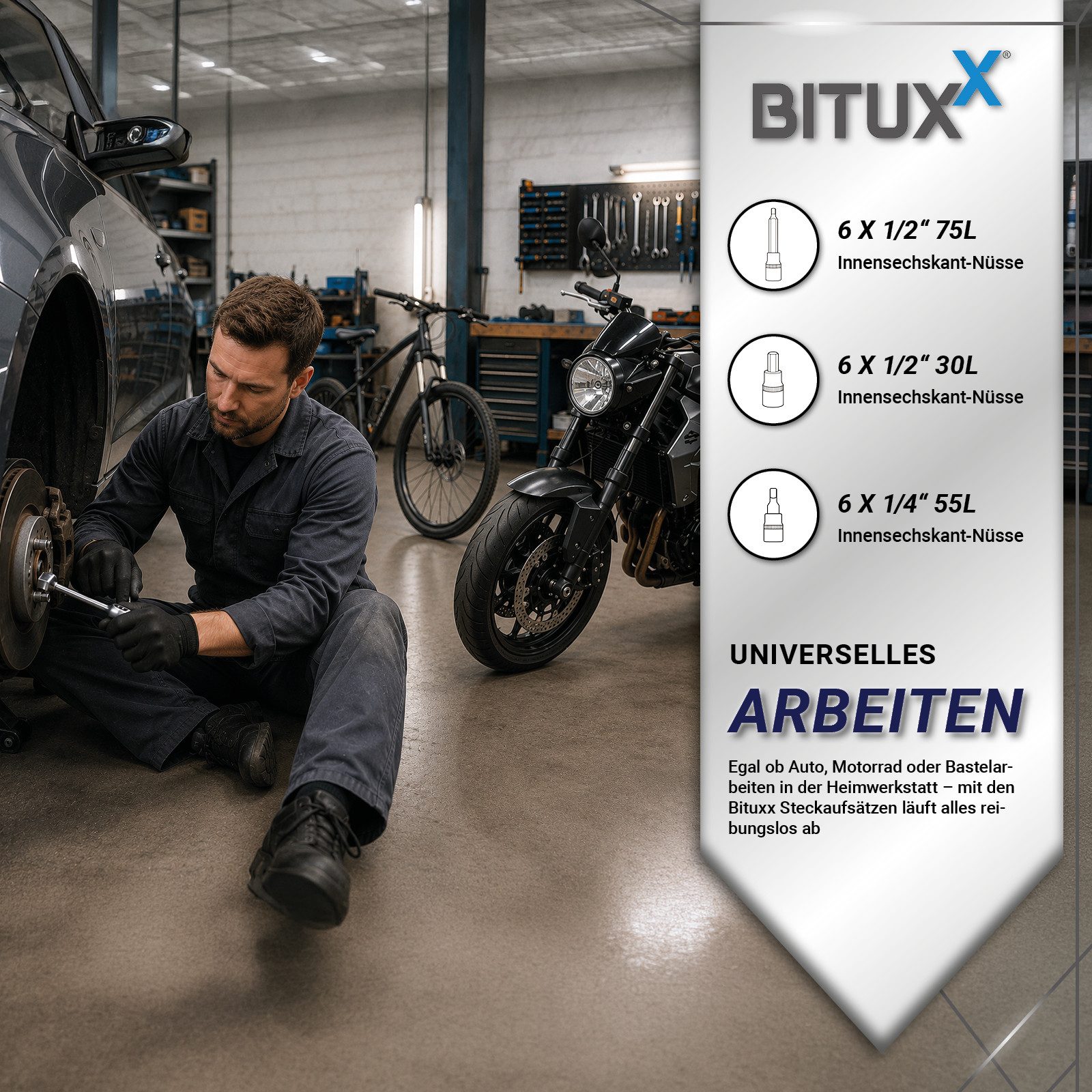 Bituxx Innensechskantschlüssel Innensechskant Nuss Set 18 tlg. (MS-13383, 18 St) – Bild 4 von 5