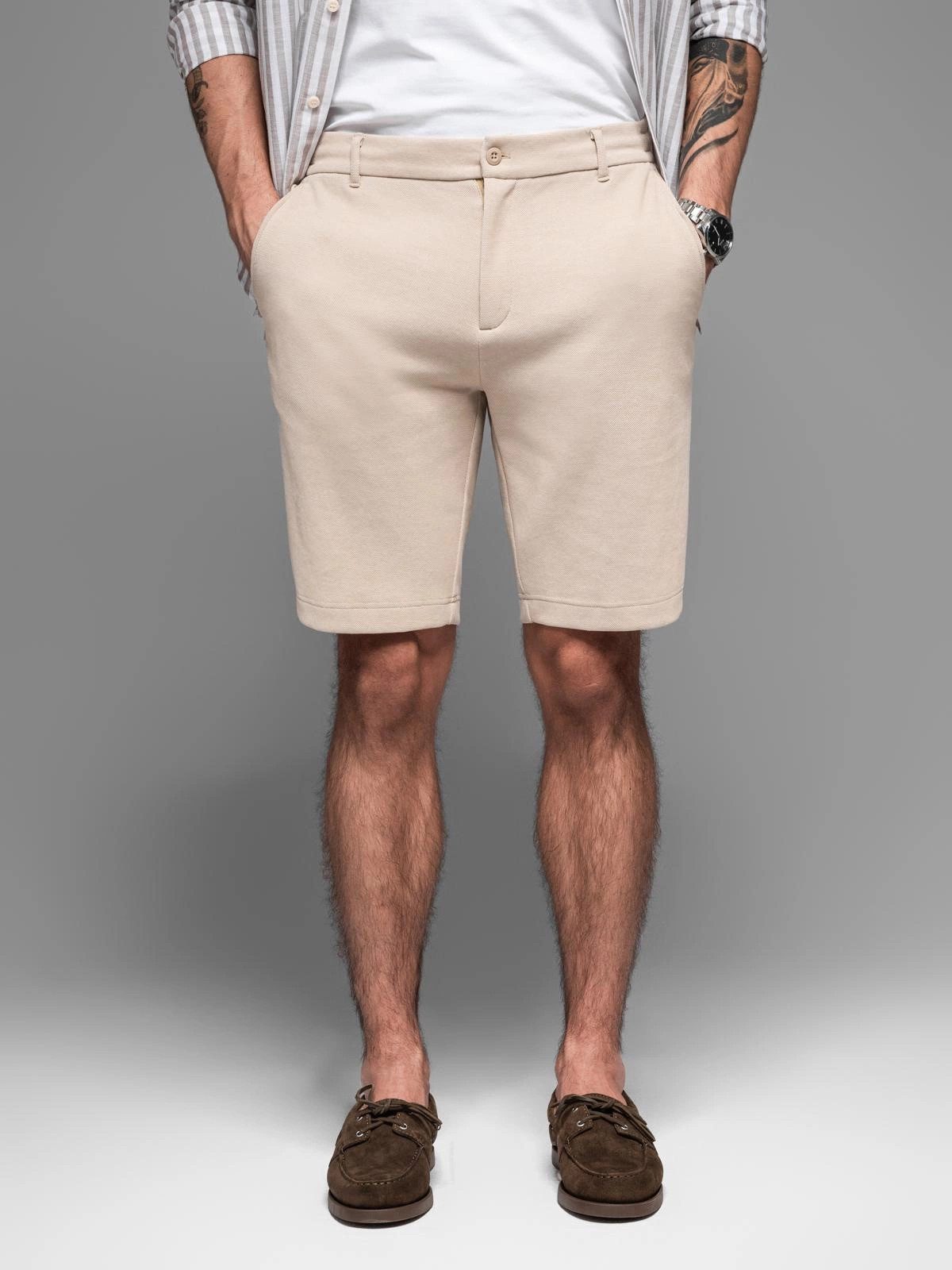 Chinoshorts Herren-Shorts SLIM FIT aus strukturiertem Melange-Strick