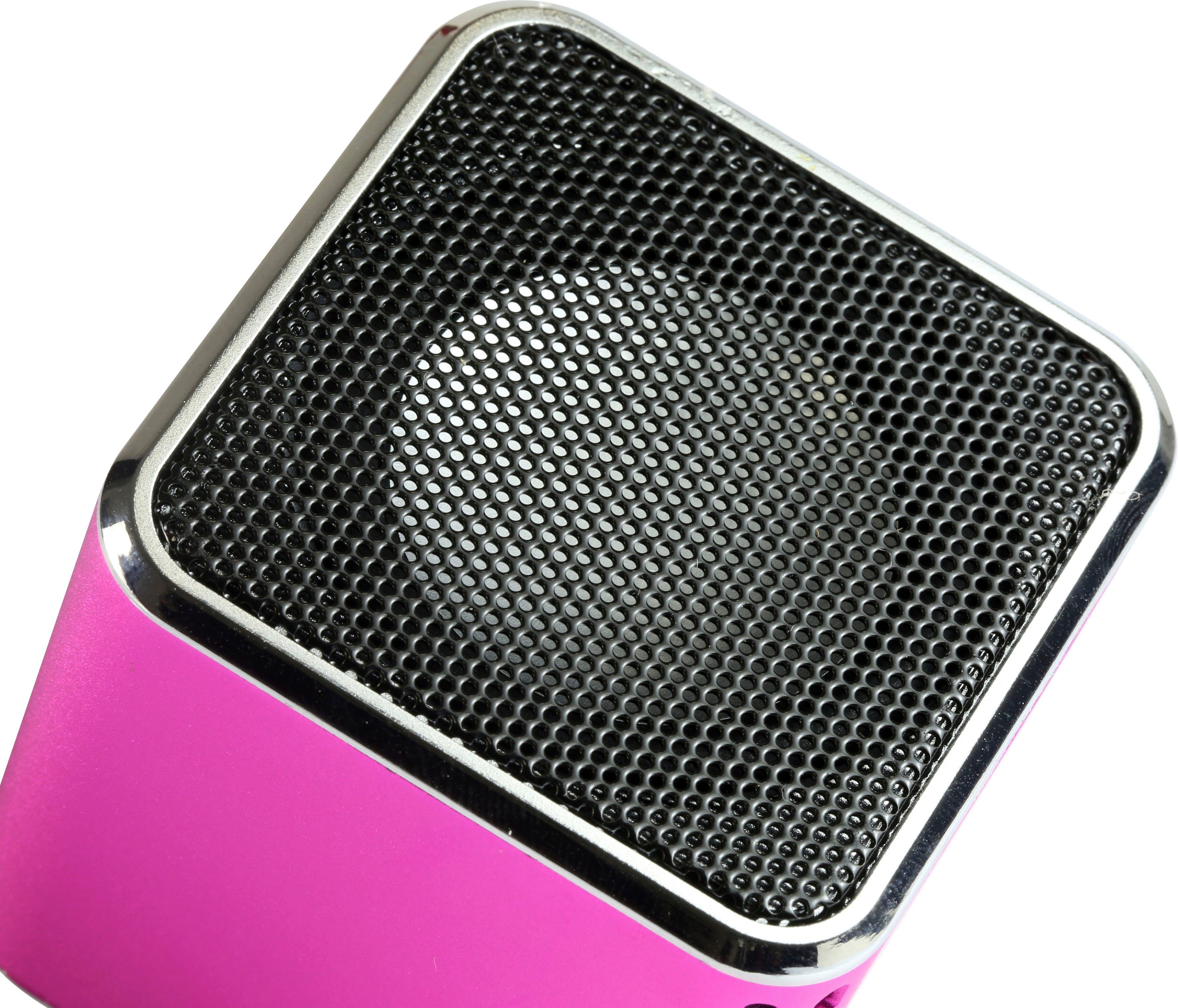 W) MusicMan Soundstation pink Mini Portable-Lautsprecher (3 Technaxx