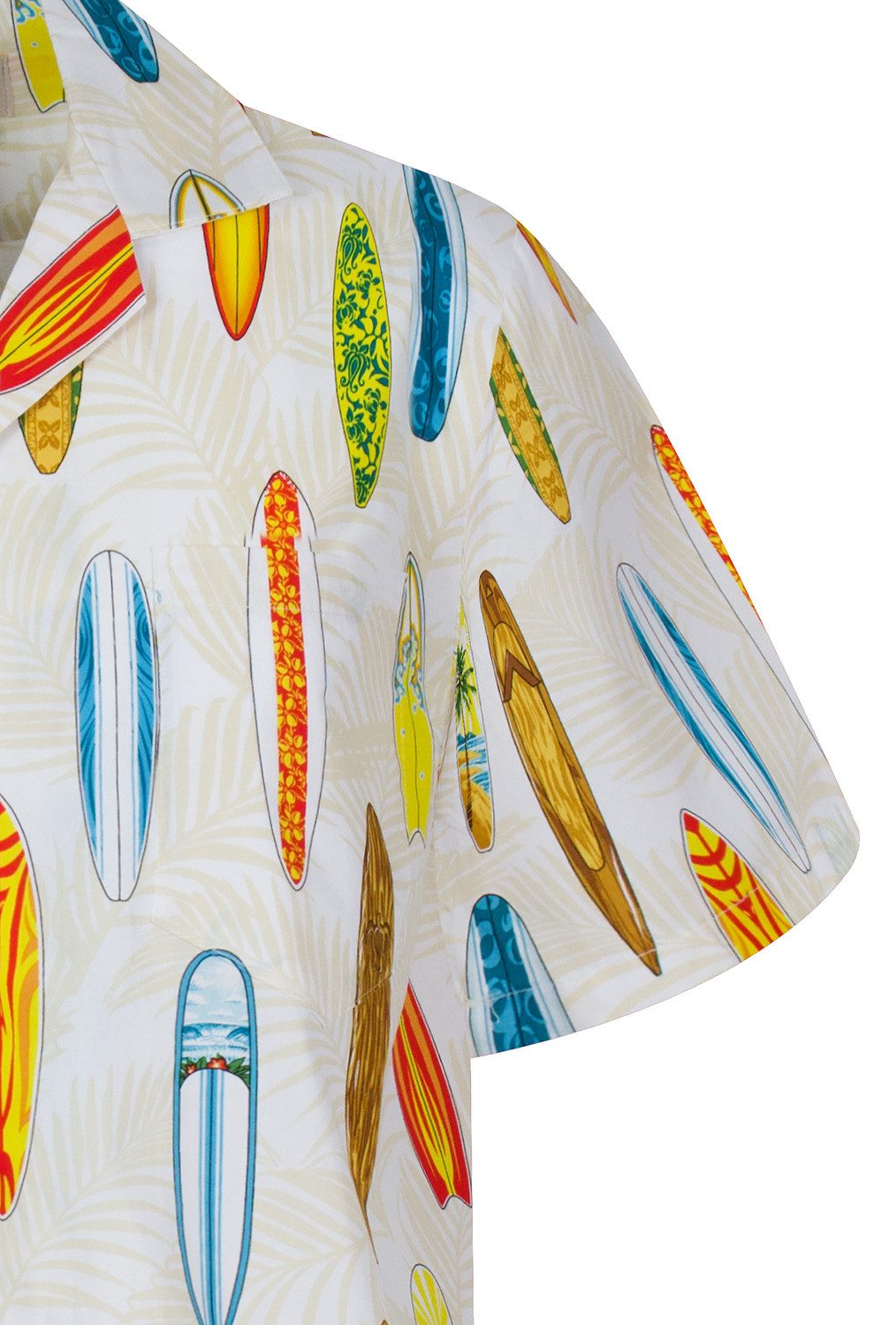 KY's Hawaiihemd "Surfbretter" Herren Kurzarm Baumwolle Kokosknöpfe Original Hawaii