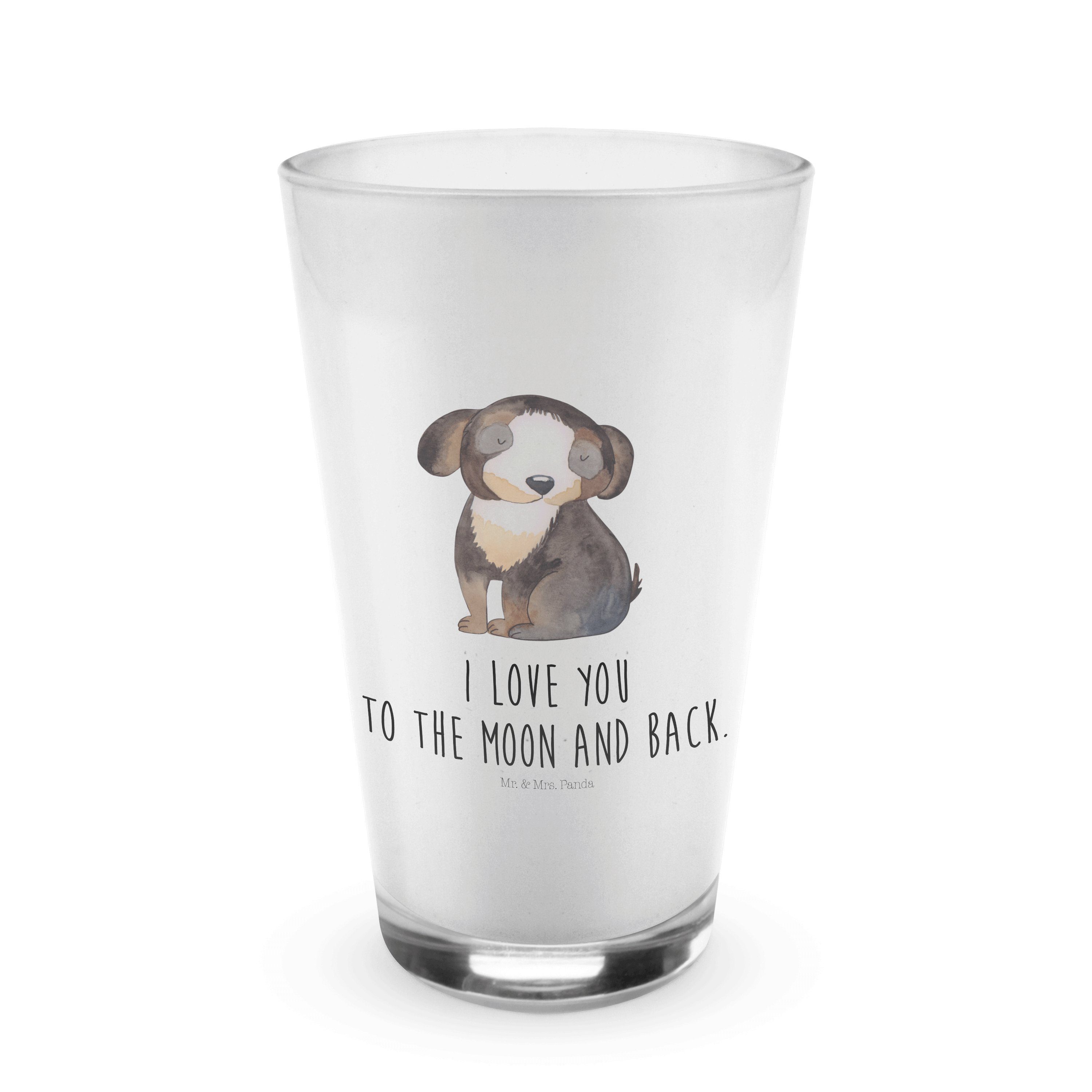 Mr. & Mrs. Panda Glas Hund entspannt - Transparent - Geschenk, Hundebesitzer, Cappuccino Gl, Premium Glas