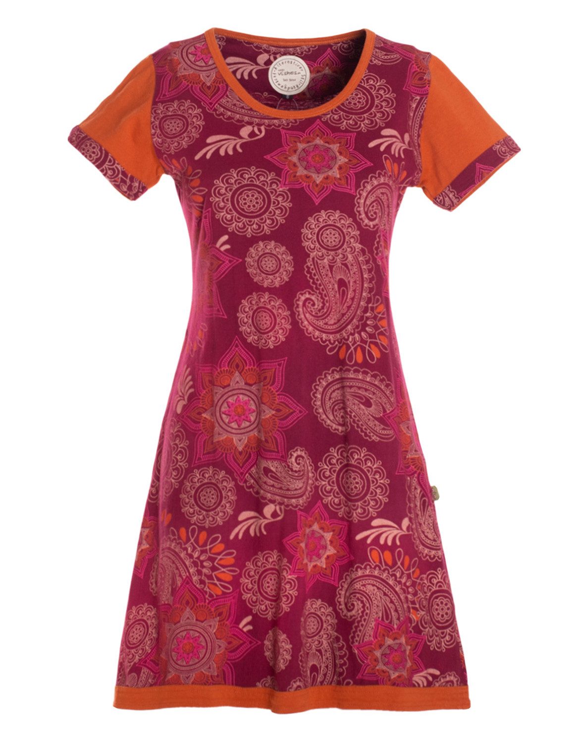 Vishes Sommerkleid Mini Kleid kurzarm Baumwolle Sommerkleid Mandalas Alternative Bekleidung, Ethno, Hippie, Retro Style