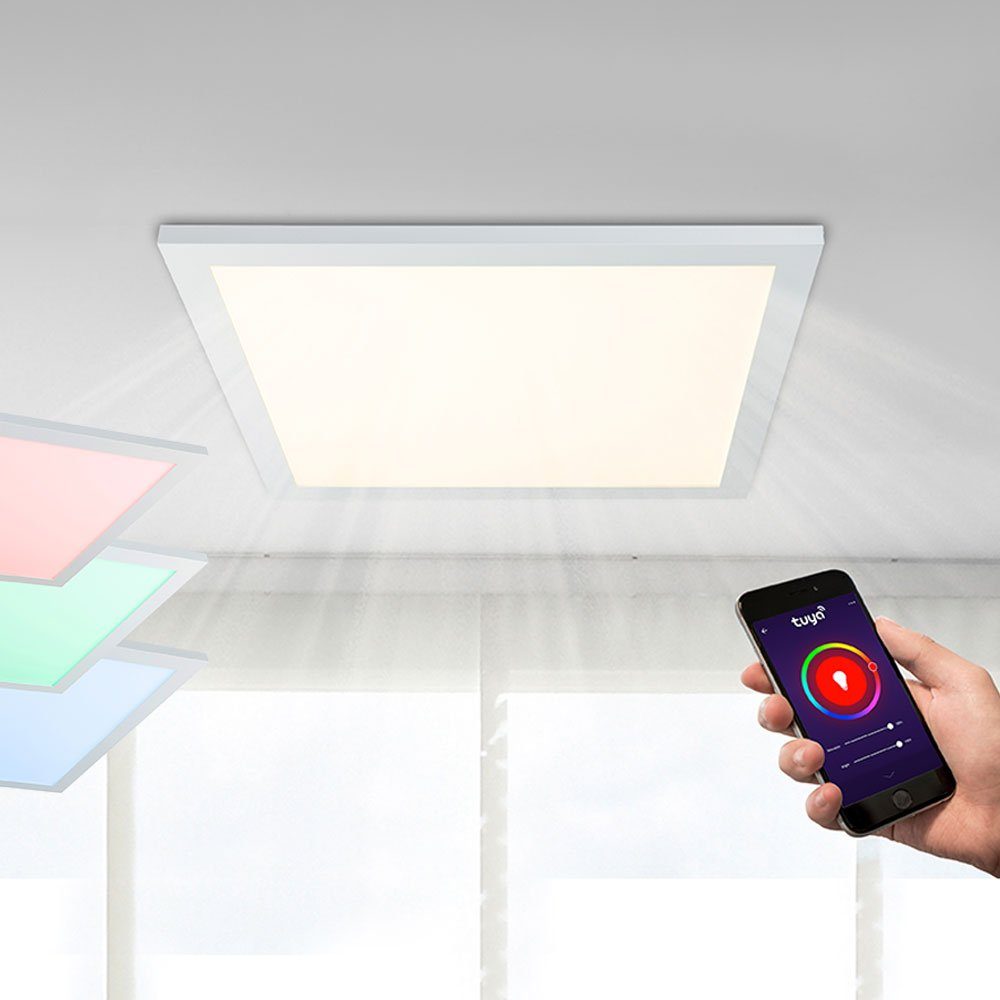 etc-shop LED Farbwechsel, Smart Smart fest Deckenpanel Warmweiß, Deckenleuchte, mit Tageslichtweiß, LED-Leuchtmittel Fernbedienung Neutralweiß, verbaut, Deckenleuchte Kaltweiß,