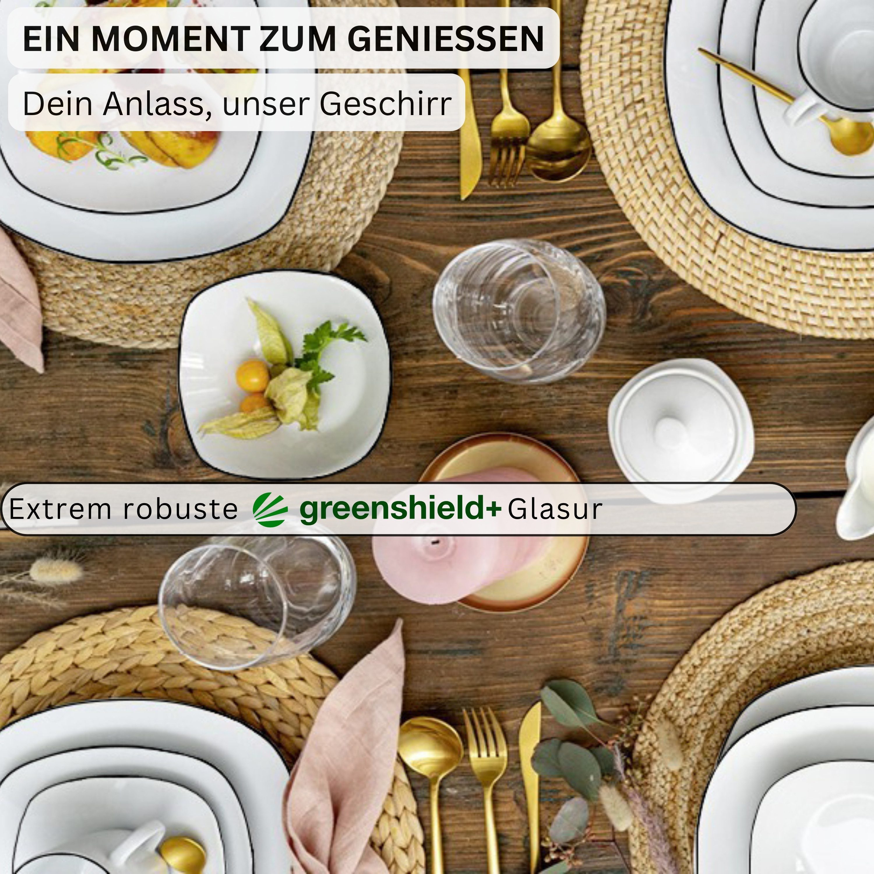 SÄNGER Kaffeeservice Bilgola Black Rim Tassen Set (12-tlg), 6 Personen, Porzellan, 150ml, ⌀8x8cm, spülmaschinengeeignet, Premium Collection