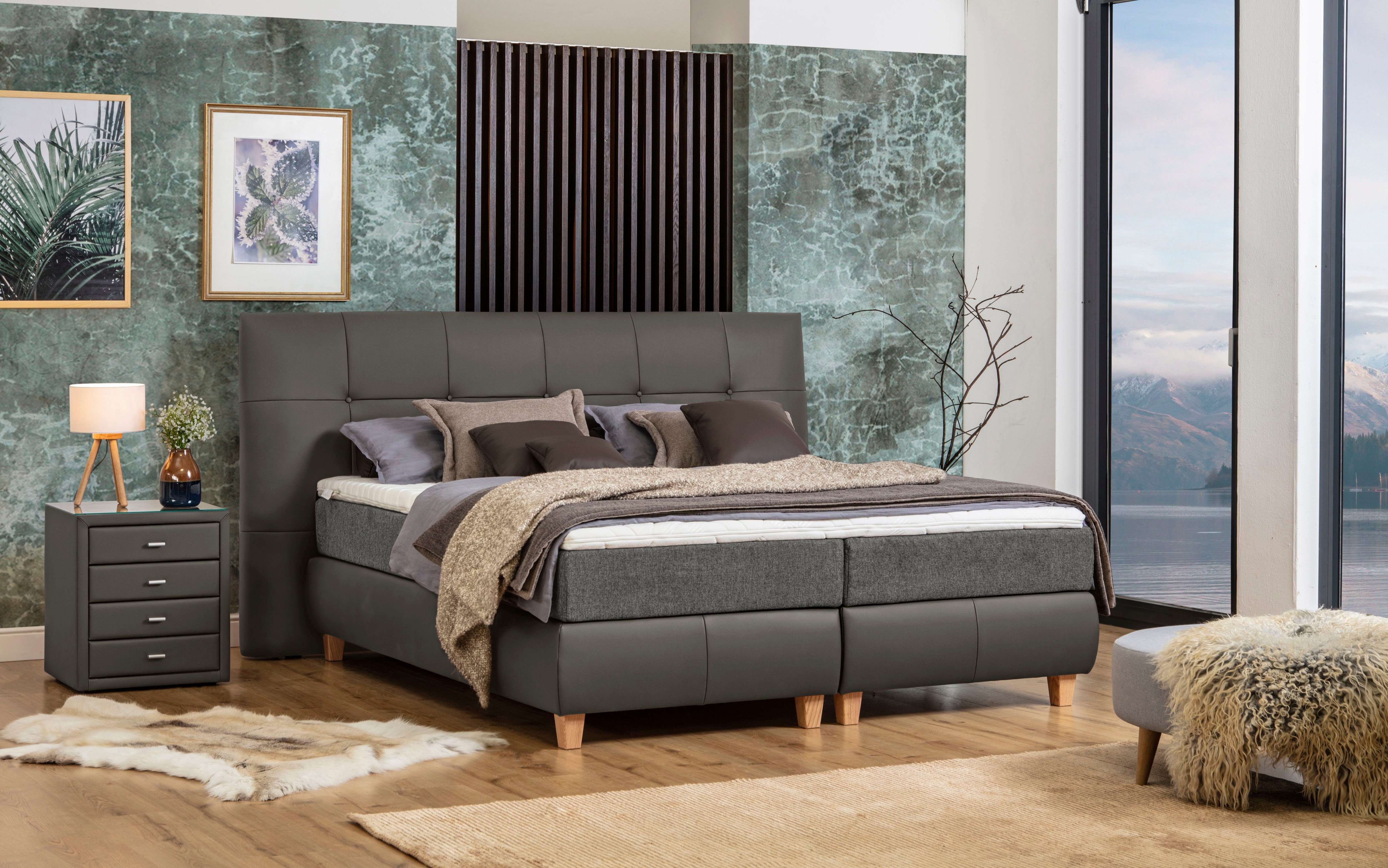 ADA trendline Boxspringbett Luella, ADA trendline Boxspringbett, inkl. Matratze und Viscoschaum-Topper