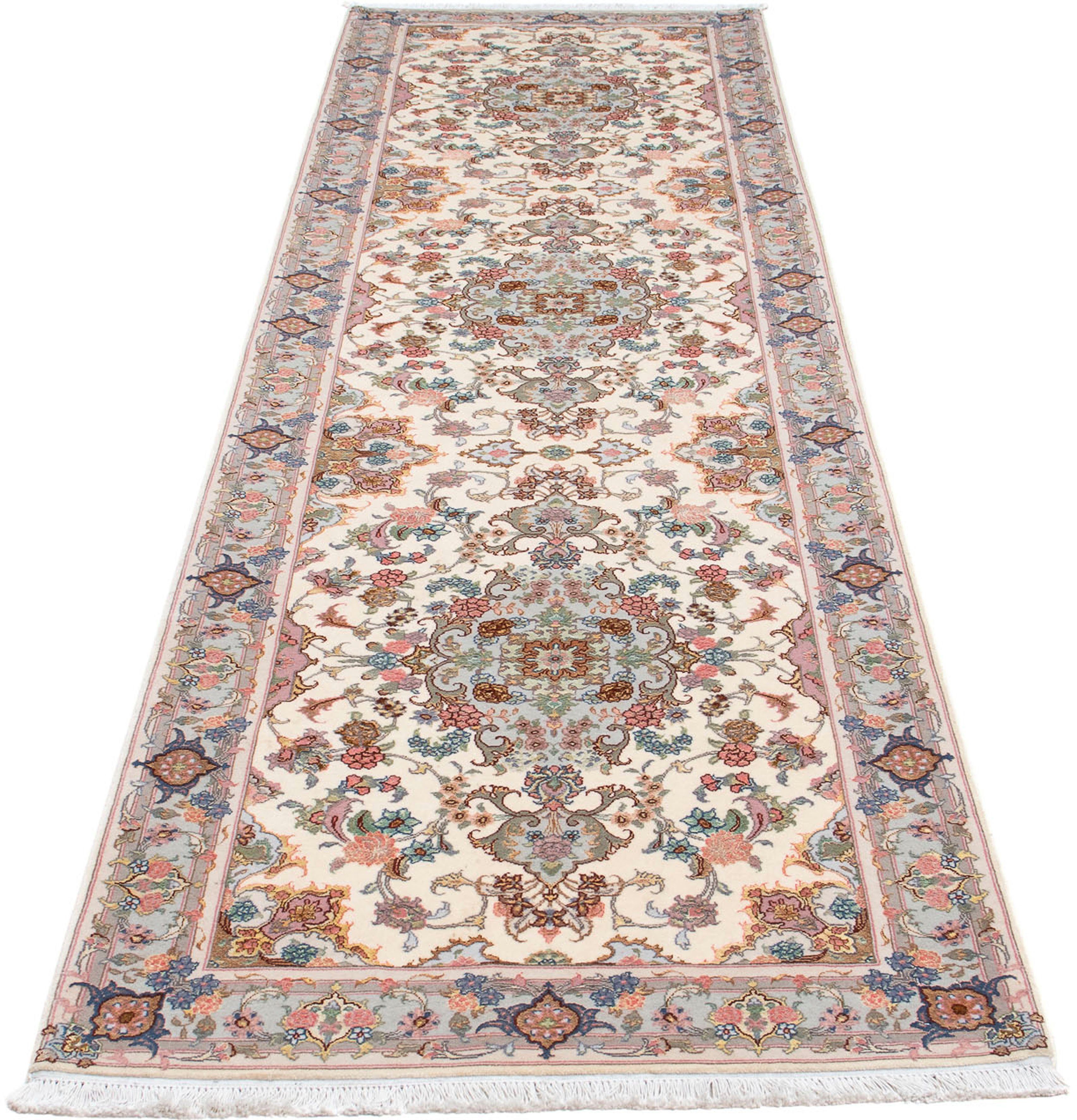 Orientteppich Perser - Täbriz - Royal - 355 x 92 cm - beige, morgenland, rechteckig, Höhe: 7 mm, Wohnzimmer, Handgeknüpft, Einzelstück mit Zertifikat