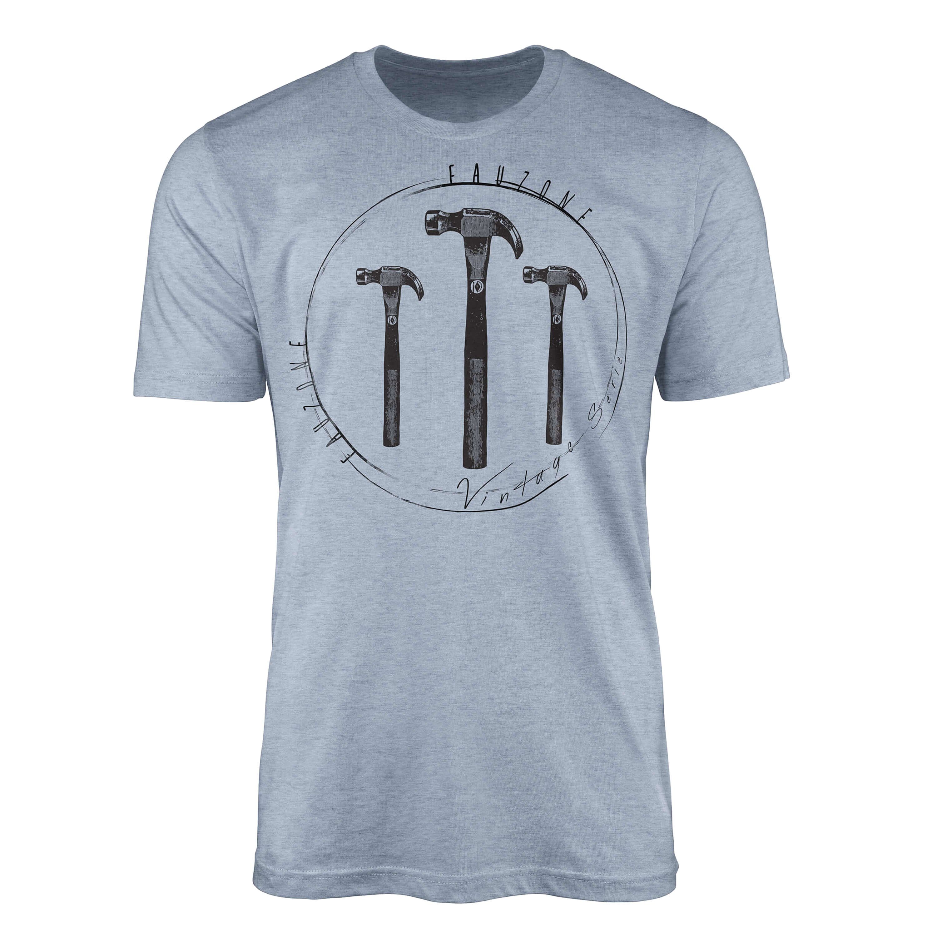 Sinus Art T-Shirt Vintage Herren T-Shirt Hammer Stonewash Denim