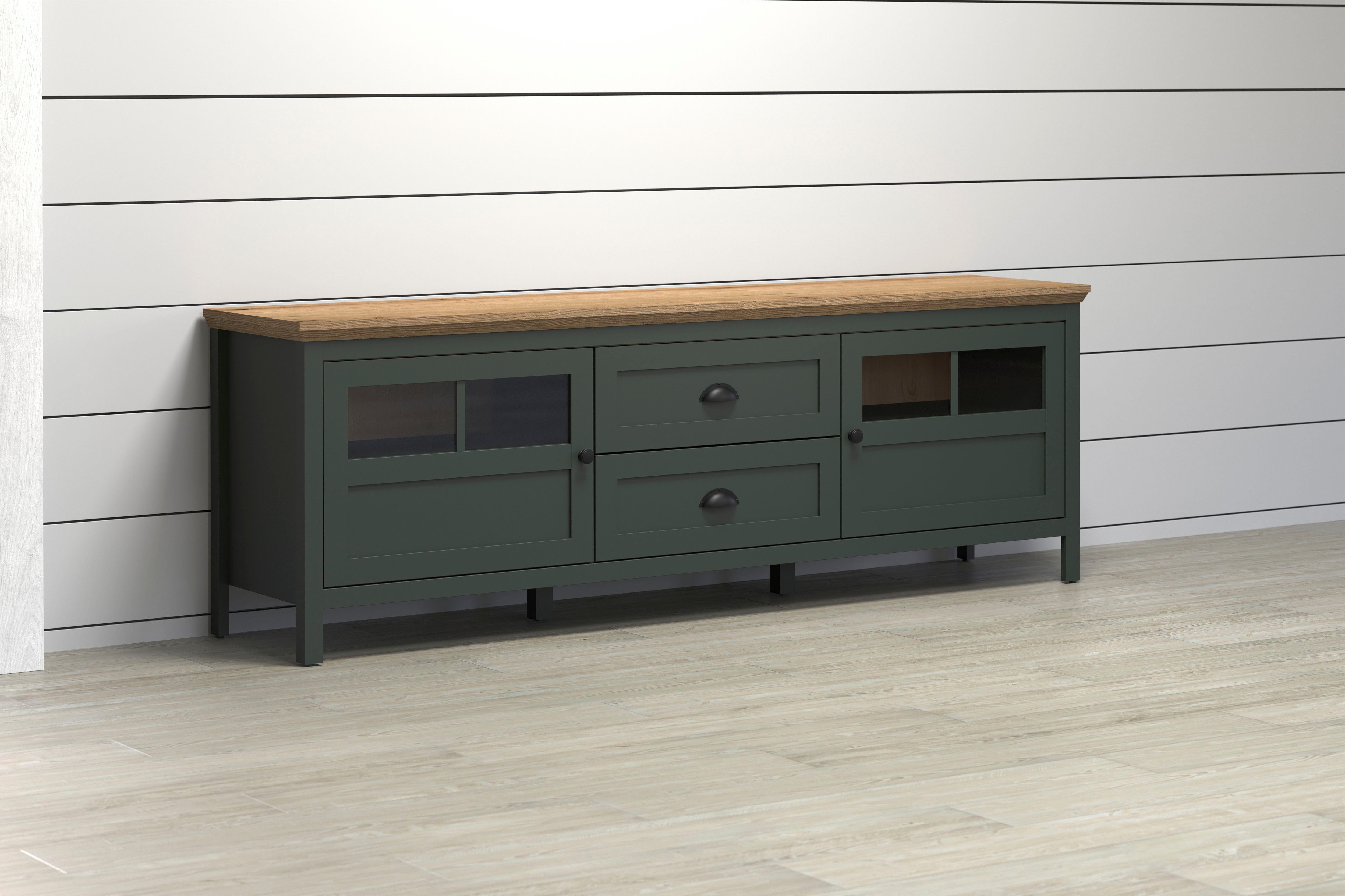 Home affaire TV-Board Vienna (1 St), Lowboard mit Beleuchtung und Vollauszug-Schublade - B/T/H 184/45/64 cm