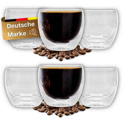 Felino Espressoglas »doppelwandige Kaffeegläser Thermogläser Borosilikatglas [80ml]«, 6-teilig