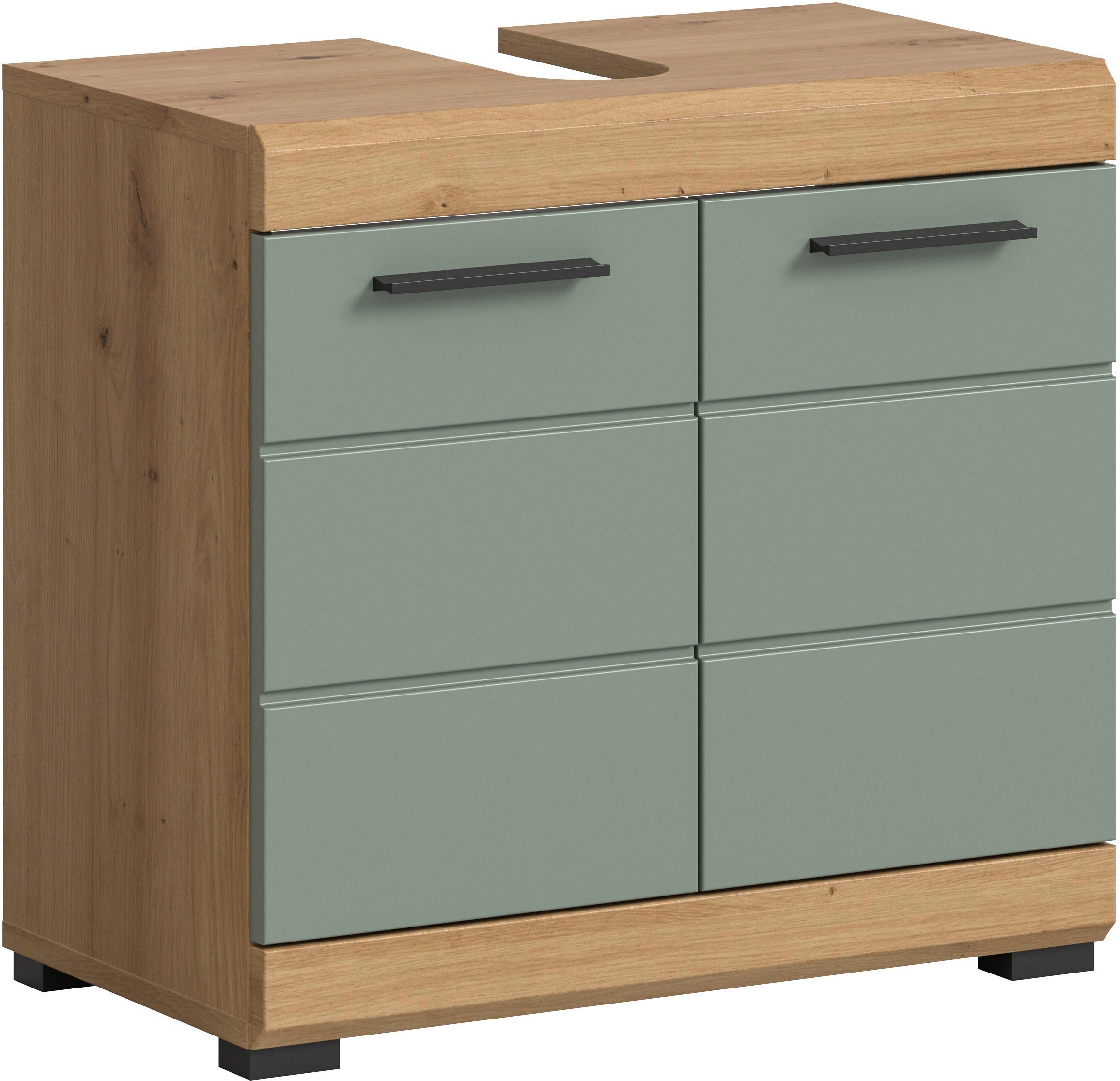welltime Waschbeckenunterschrank SIENA, Breite 60cm, mit 2 Türen oder 2 Schubkästen, MDF-Front (1-St., TOPSELLER!, mit Siphonausschnitt 10x25 cm) in verschiedenen Farben erhältlich, Badmöbel, Badschrank, Kommode, Bad