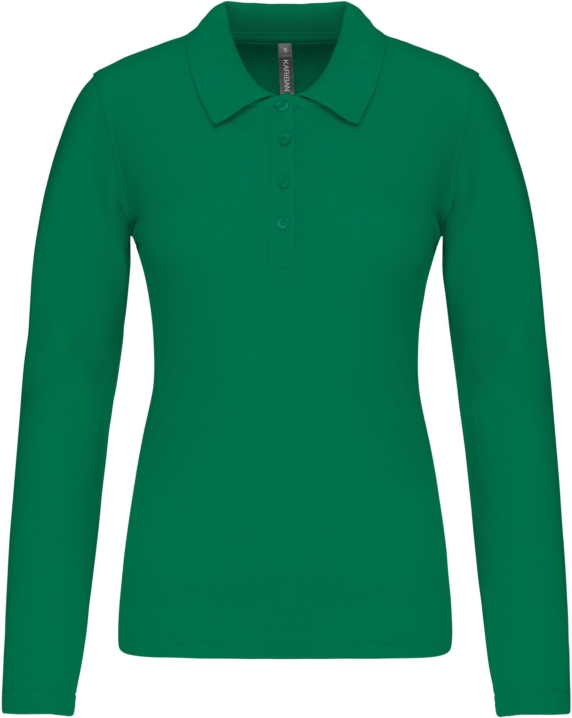 Kariban Langarm-Poloshirt Damen Langarm-Polohemd. Baumwollpiqué