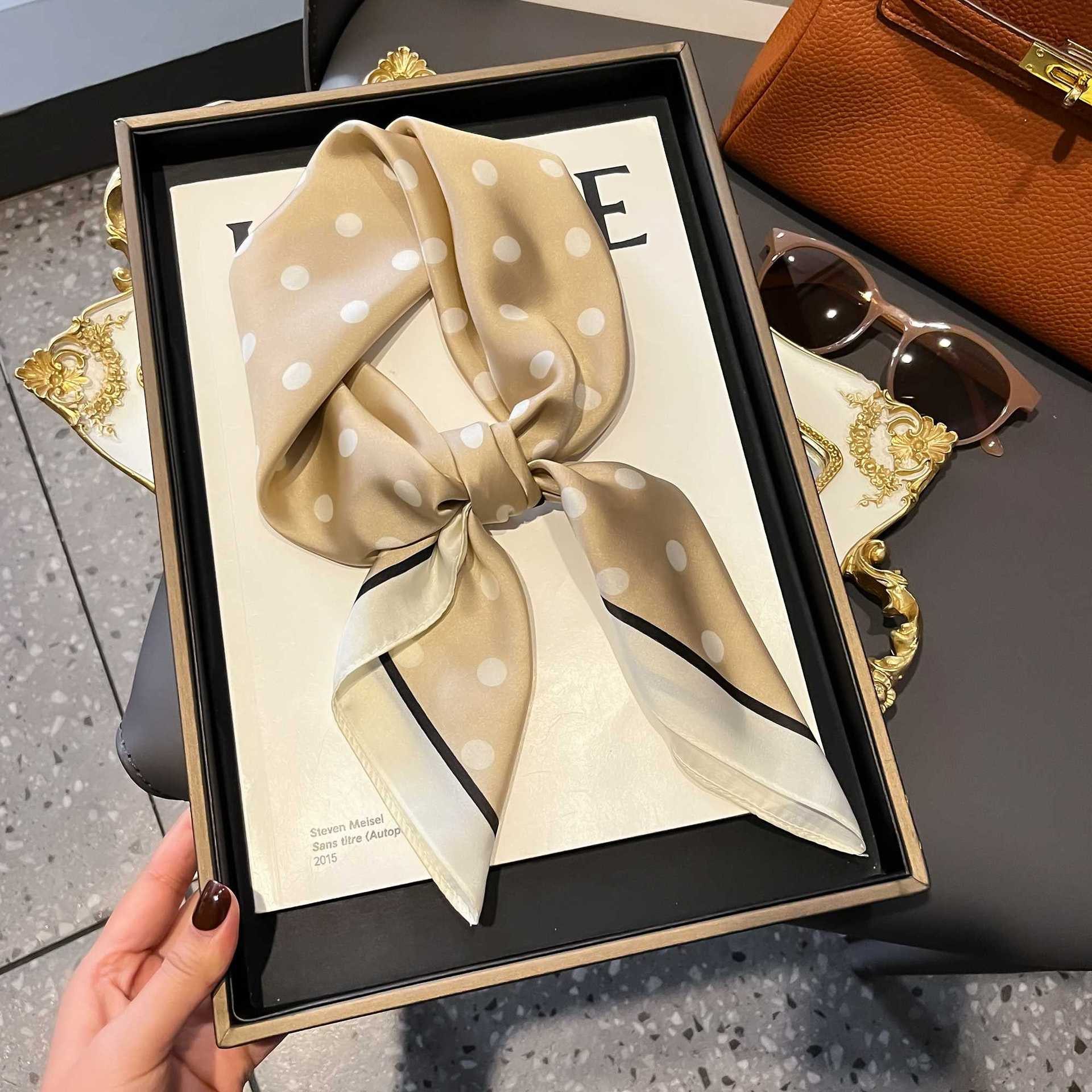 Zaewry Seidentuch Damen Seide Gefühl Schal Halstuch Schal Frauen Seidenschal, (3-St), Seidentuch Scarf Bandana Taschentuch Ansatz Handgelenk