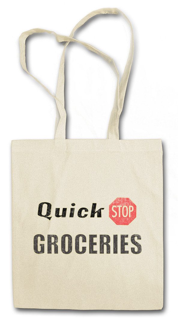 Beuteltasche Quick Stop Groceries Stofftasche Grocery Zeichen Sign Insignia Clerks