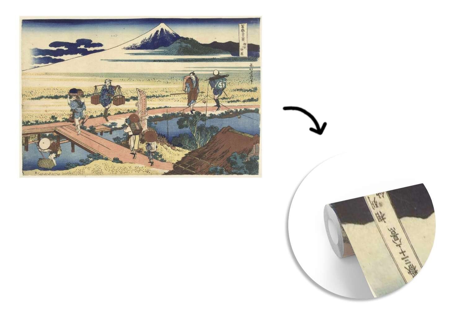Tapete in St), Sagami Schlafzimmer, Fototapete Kinderzimmer, Hokusai, von Matt, der bedruckt, Katsushika für (6 Provinz - Wallpaper MuchoWow Wohnzimmer, Gemälde Vinyl Nakahara