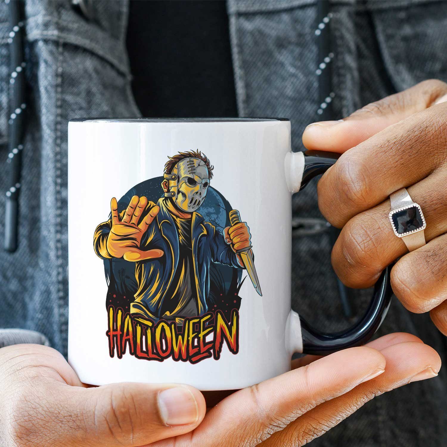 Geschenk im Motiv für Ihn Weiß - Slasher Schwarz mit Sie GRAVURZEILE Design Tasse - &