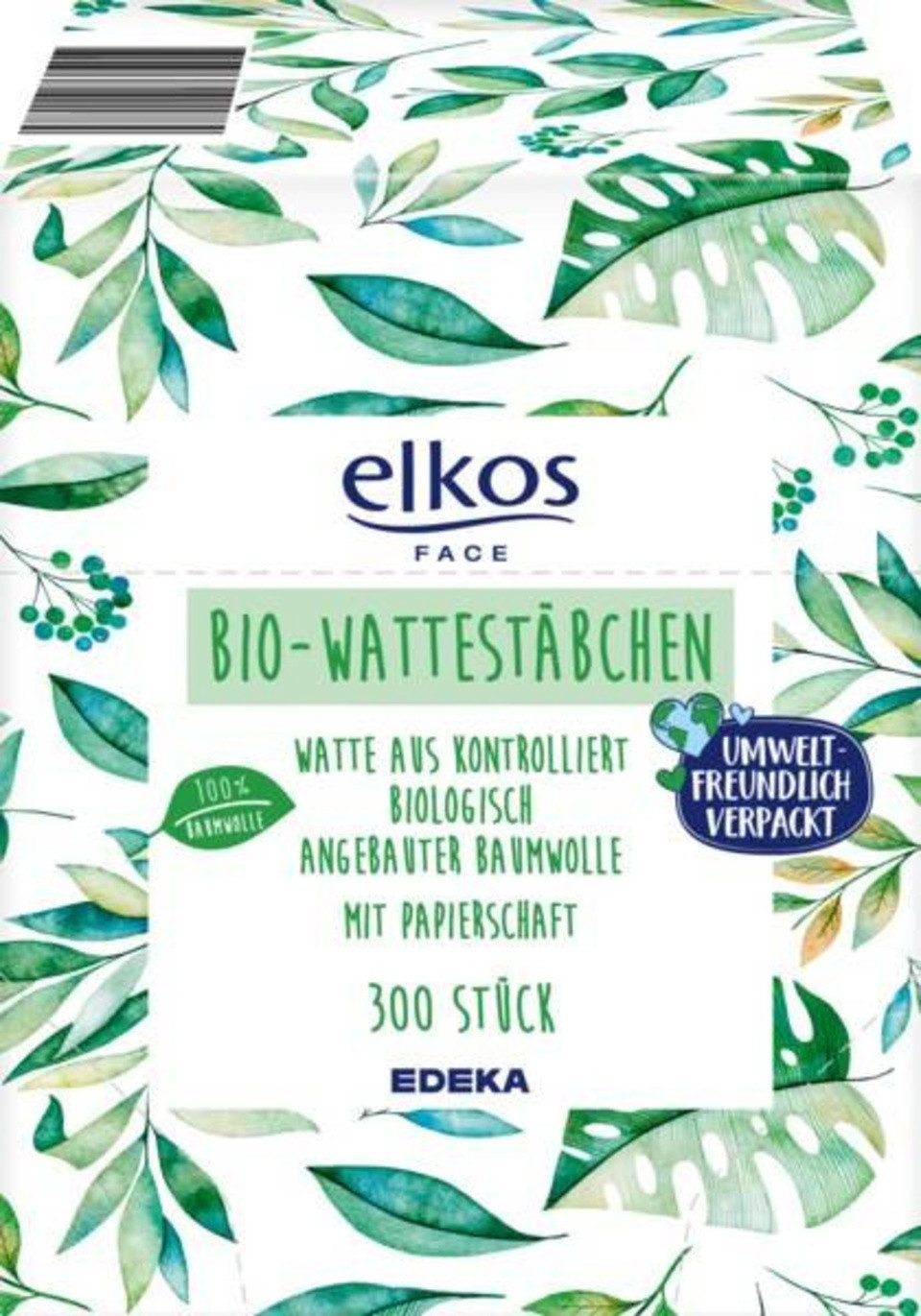 elkos Ватный тампон Elkos Bio-Wattestäbchen 300 Stück, 1-St.