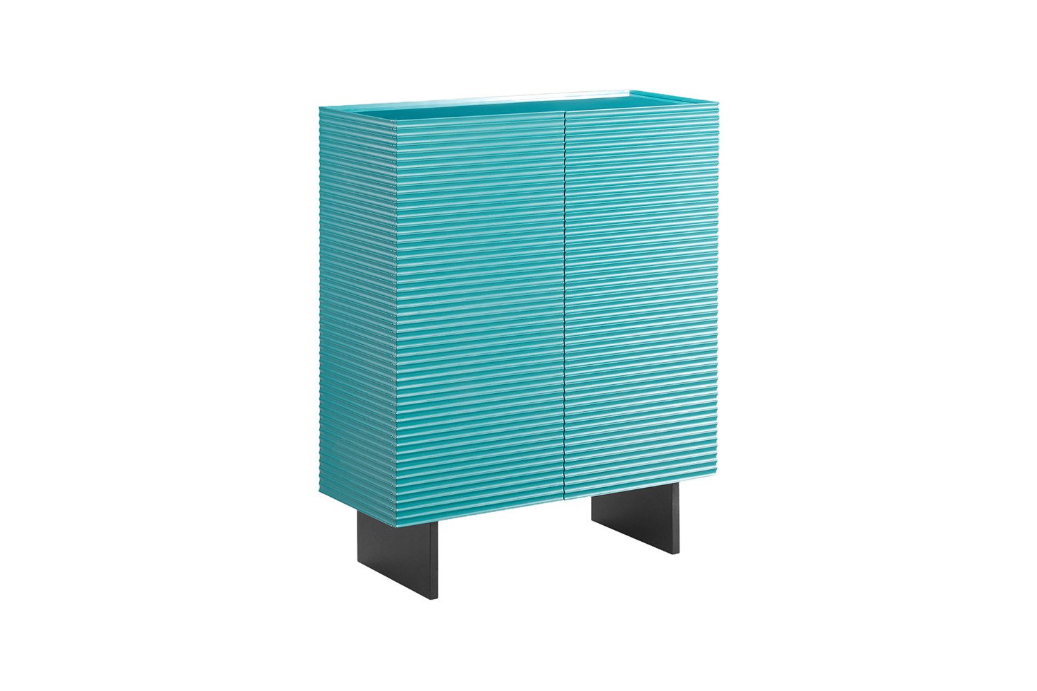 KAWOLA Highboard LYNN moderne Kommode, viel Stauraum, 2 Türen lackiert petrol, Einlegeböden verstellbar