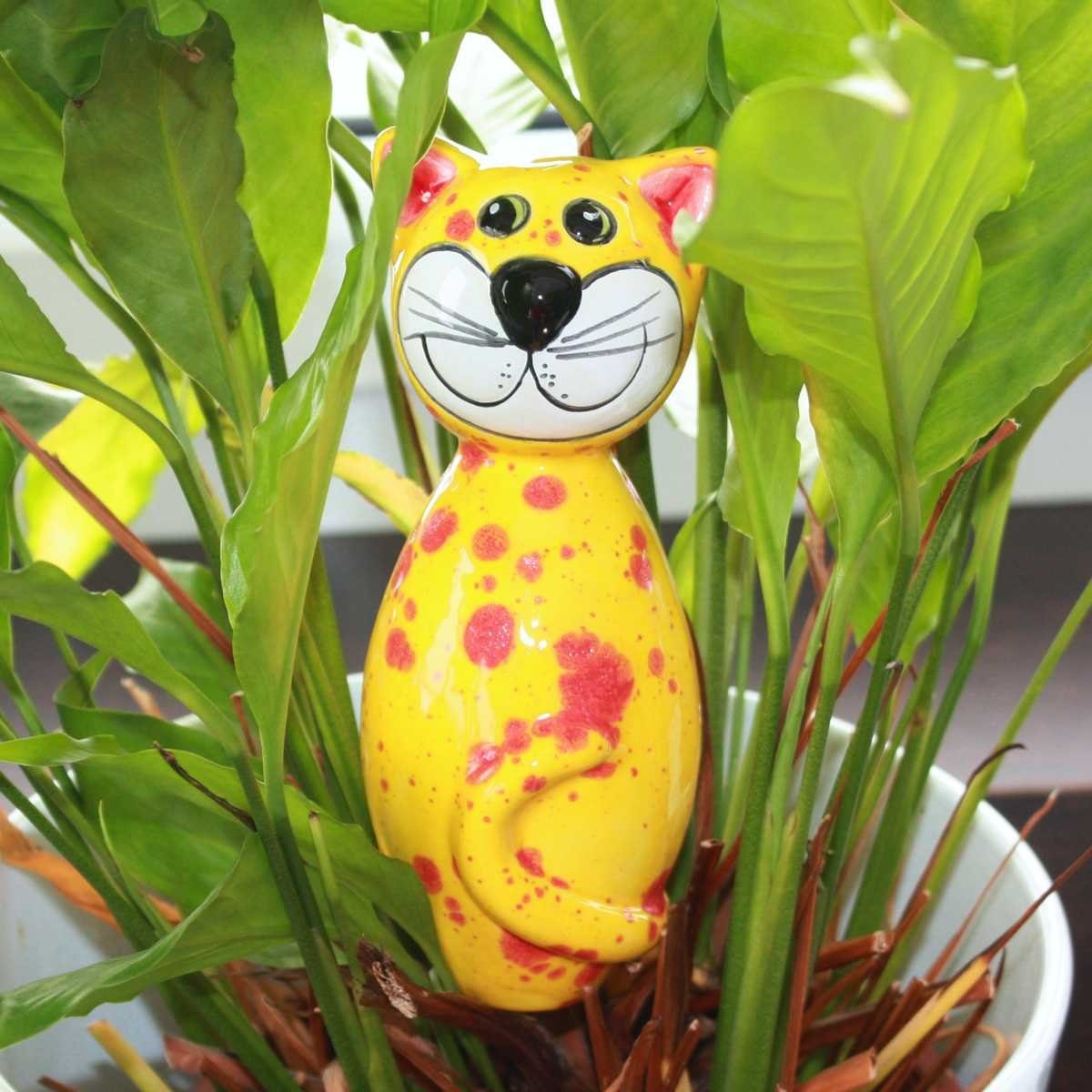 Sprenkeln, Keramik-Katze Tangoo MINI (Stück) Effektglasur roten Tangoo gelbe mit Gartenfigur
