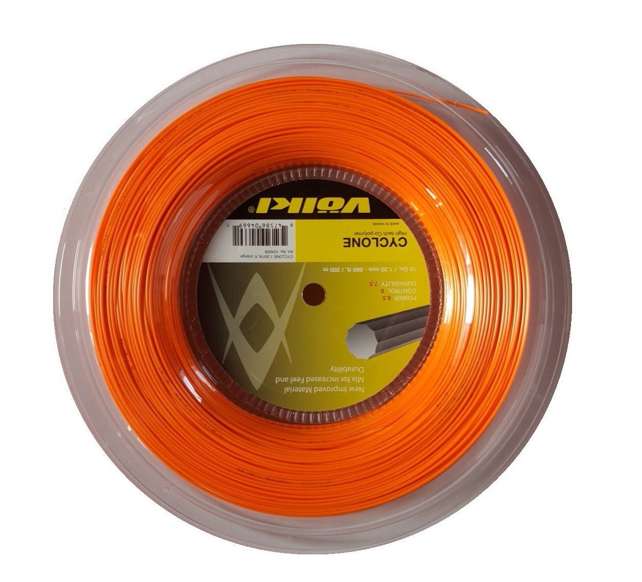 Tennissaite Cyclone (Haltbarkeit+Spin) orange 200 Meter Rolle