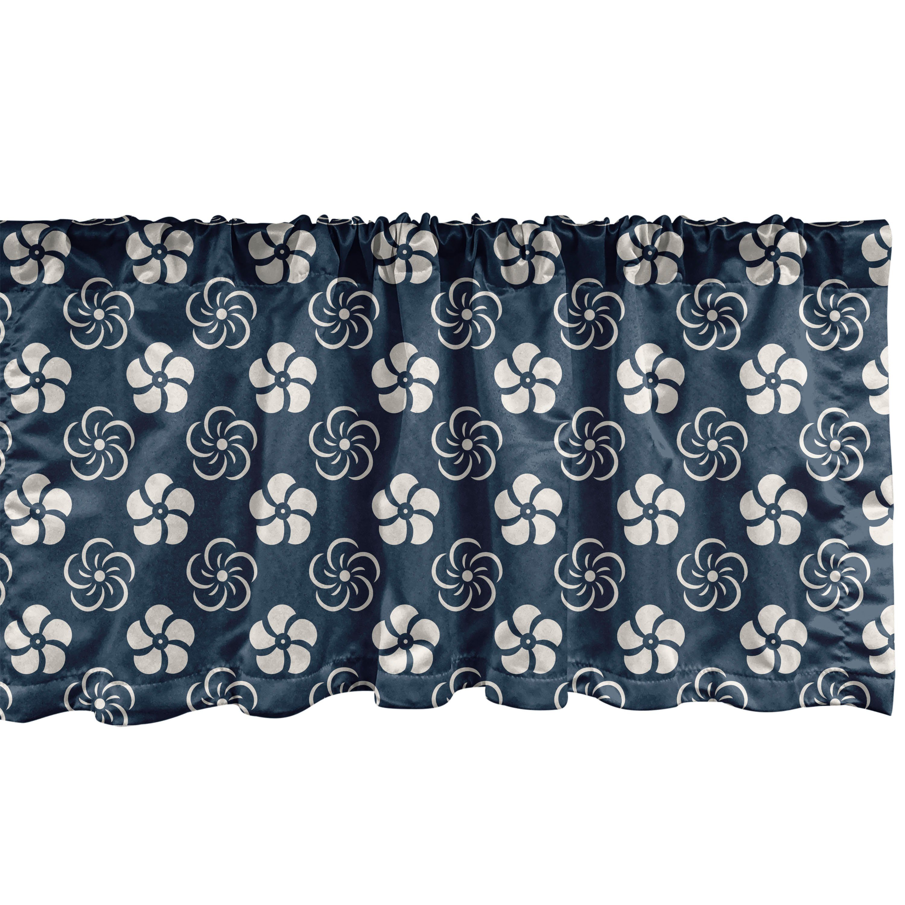 Scheibengardine Vorhang Volant für Küche Schlafzimmer Dekor mit Stangentasche, Abakuhaus, Microfaser, Geometrisch Retro japanische Flora