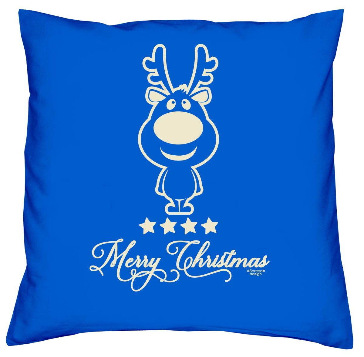 Soreso® Dekokissen Kissen Christmas Kissenbezug und Füllung, Mitbringsel royal-blau