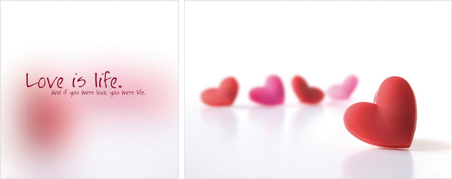 queence Leinwandbild Love is Life, (Set), 2er-Set