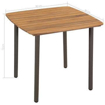 vidaXL Gartentisch Couchtisch 80x80x72 cm Massivholz Akazie und Stahl (1-St)